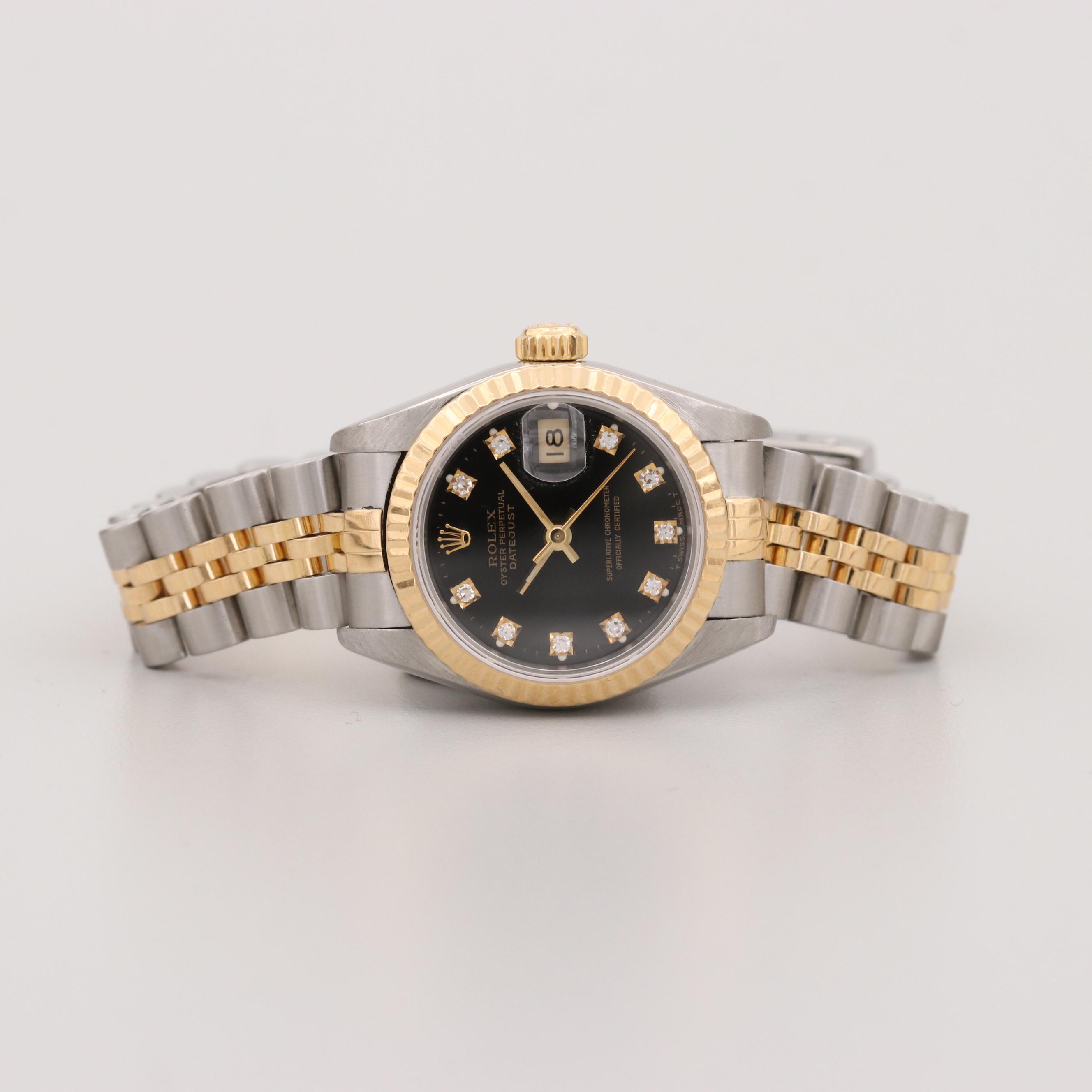 Rolex Datejust Stainless Steel, 18K Yellow Gold and Diamonds Watch, 1993