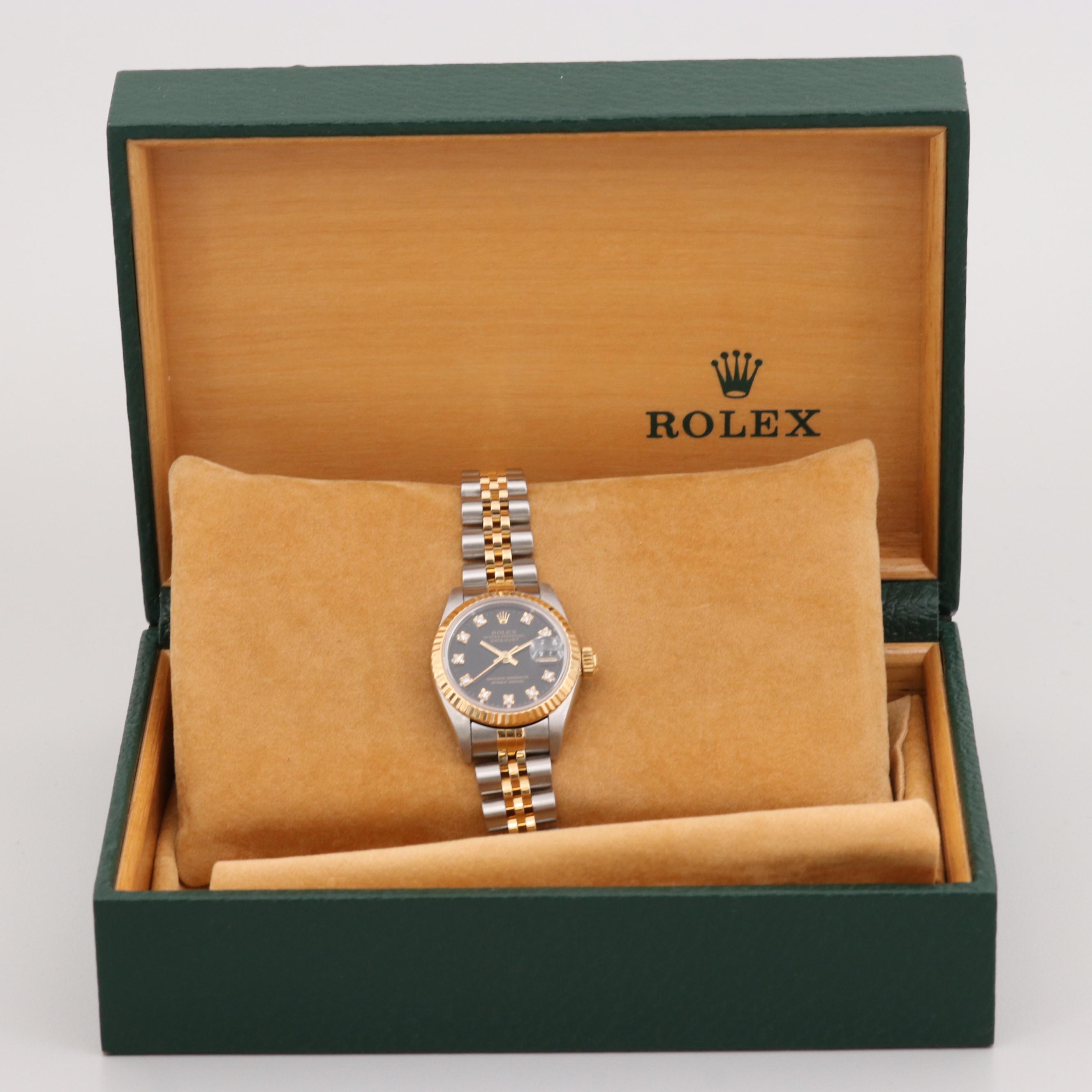 Rolex Datejust Stainless Steel, 18K Yellow Gold and Diamonds Watch, 1993