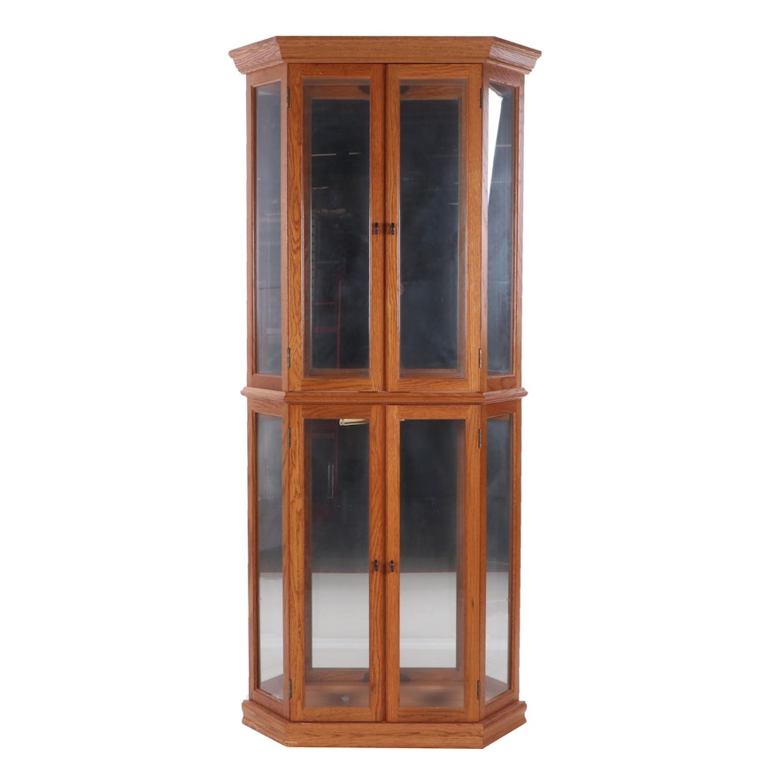 Pulaski Furniture Lighted Oak Curio Cabinet, Contemporary