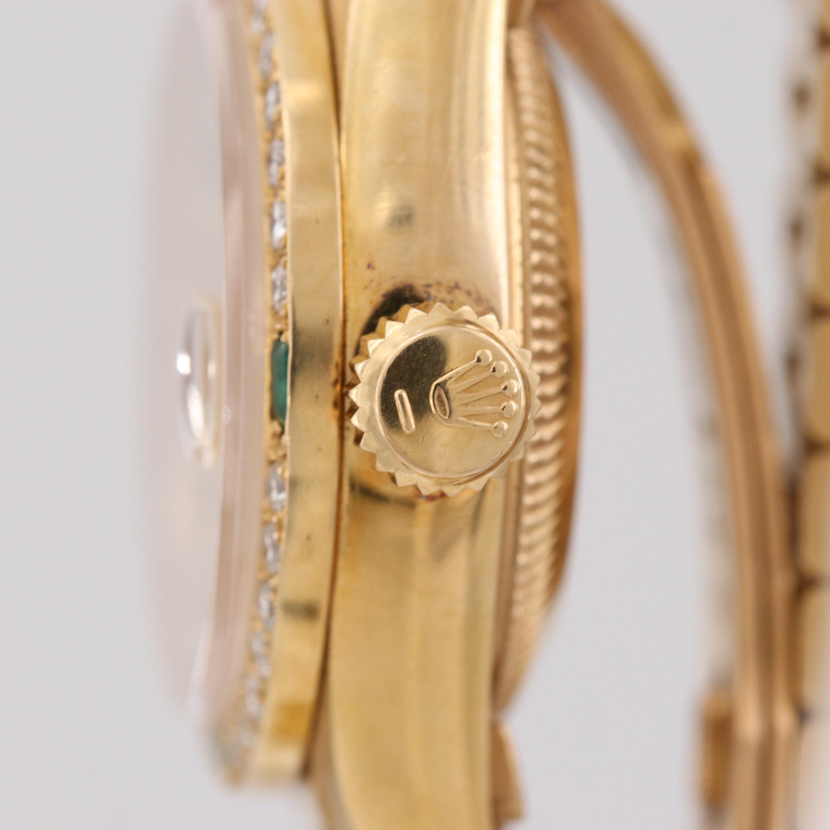 Rolex Datejust 18K Yellow Gold, Diamond and Emerald Automatic Watch, 1986