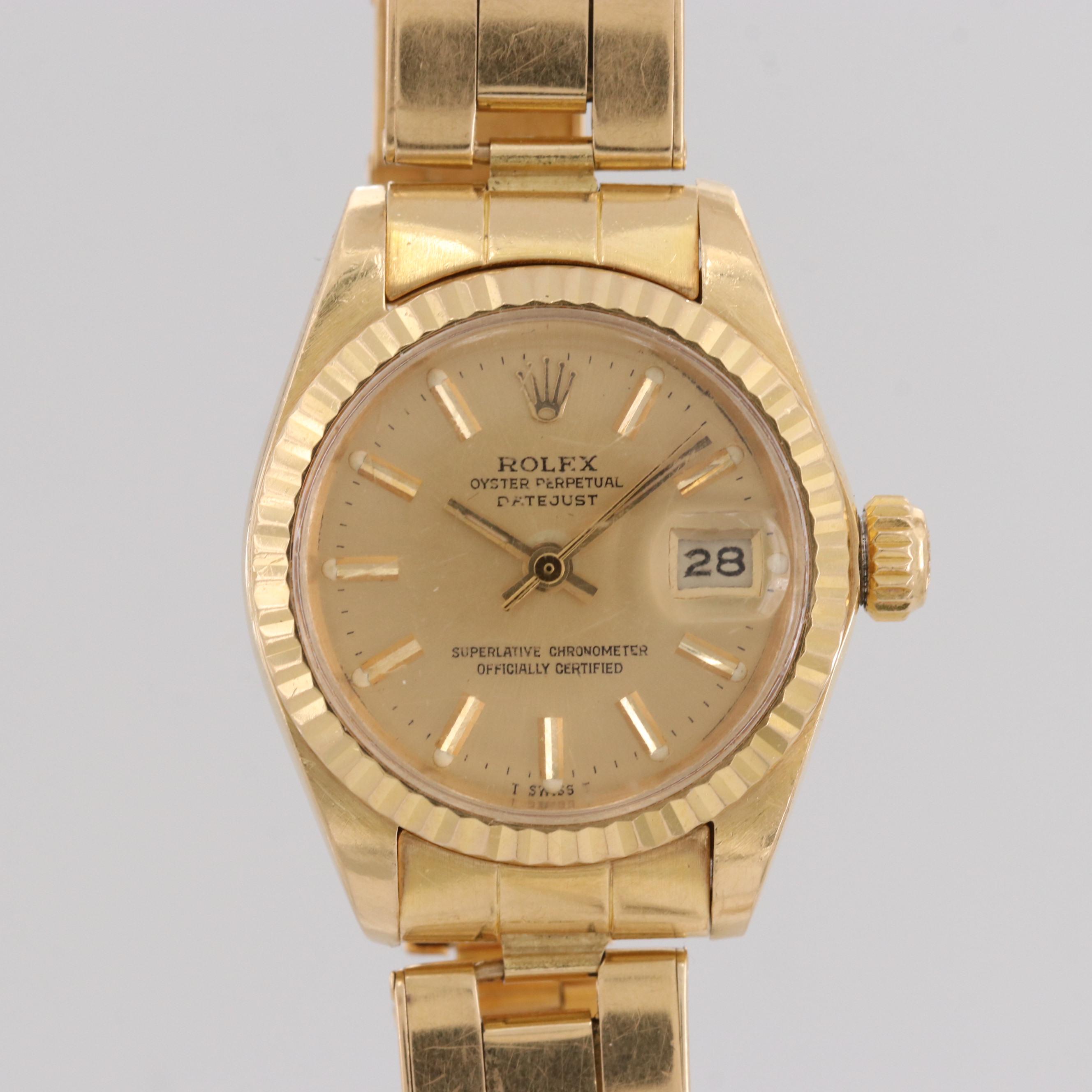 Vintage Rolex Datejust 18K Yellow Gold Automatic Watch, 1979