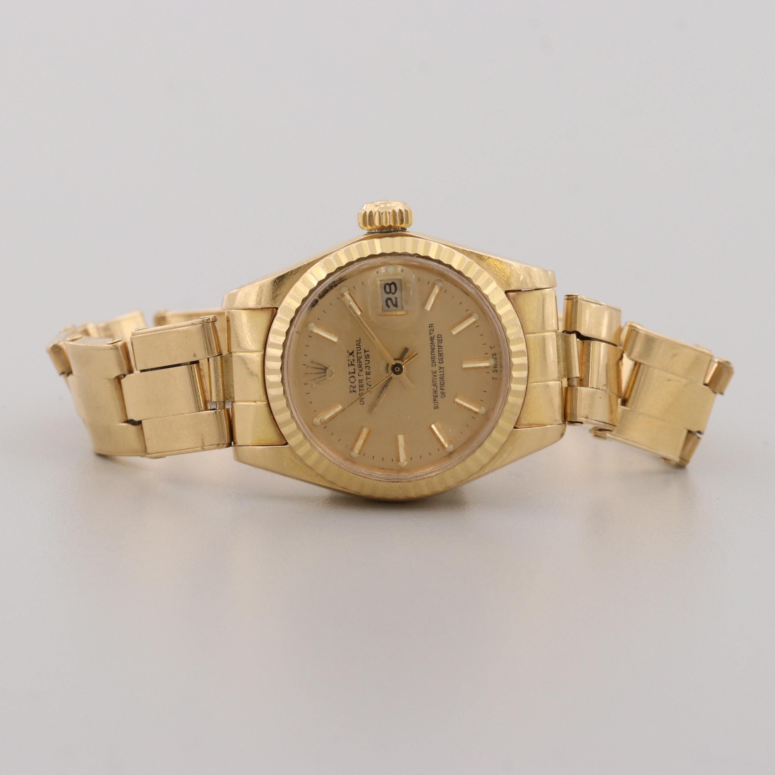 Vintage Rolex Datejust 18K Yellow Gold Automatic Watch, 1979