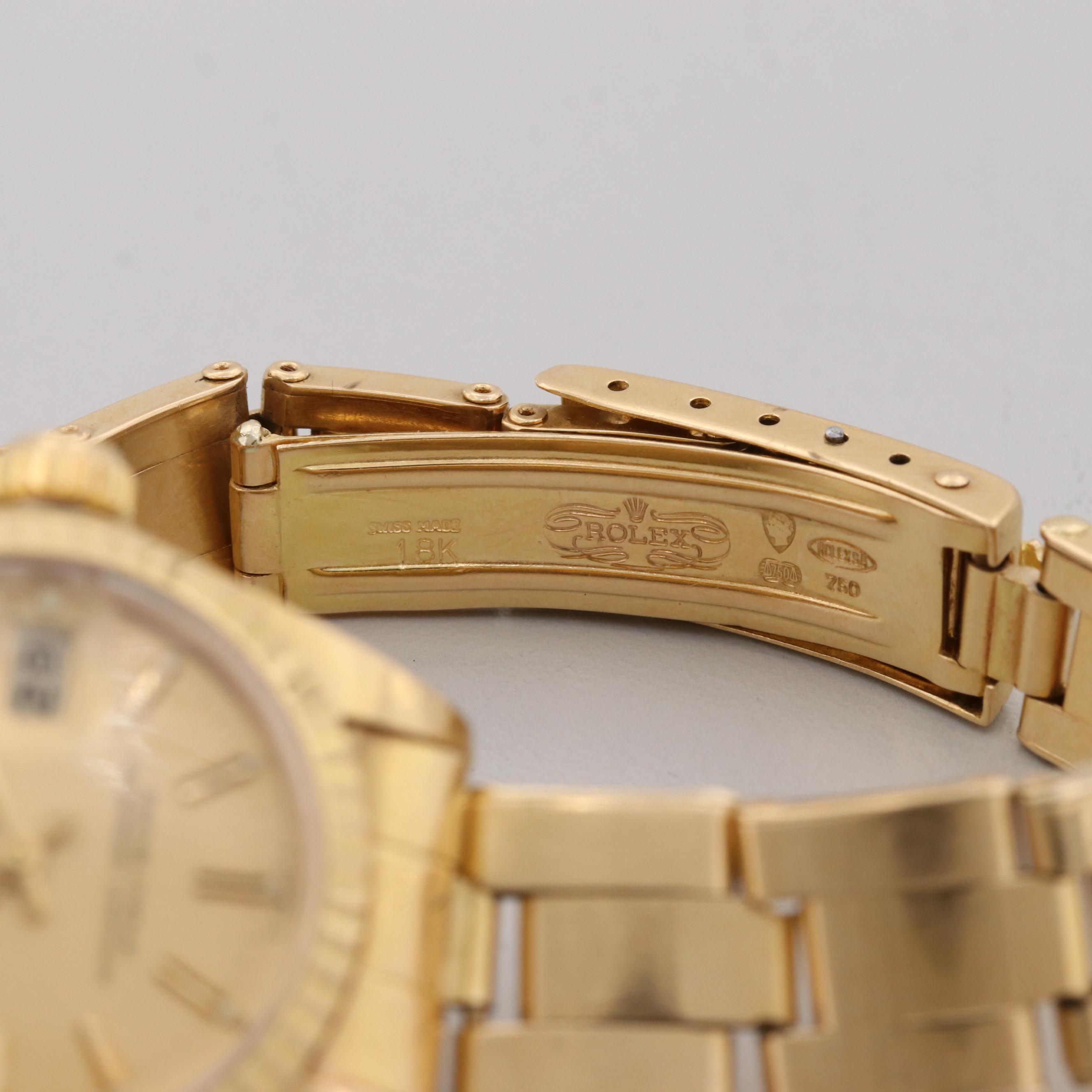 Vintage Rolex Datejust 18K Yellow Gold Automatic Watch, 1979