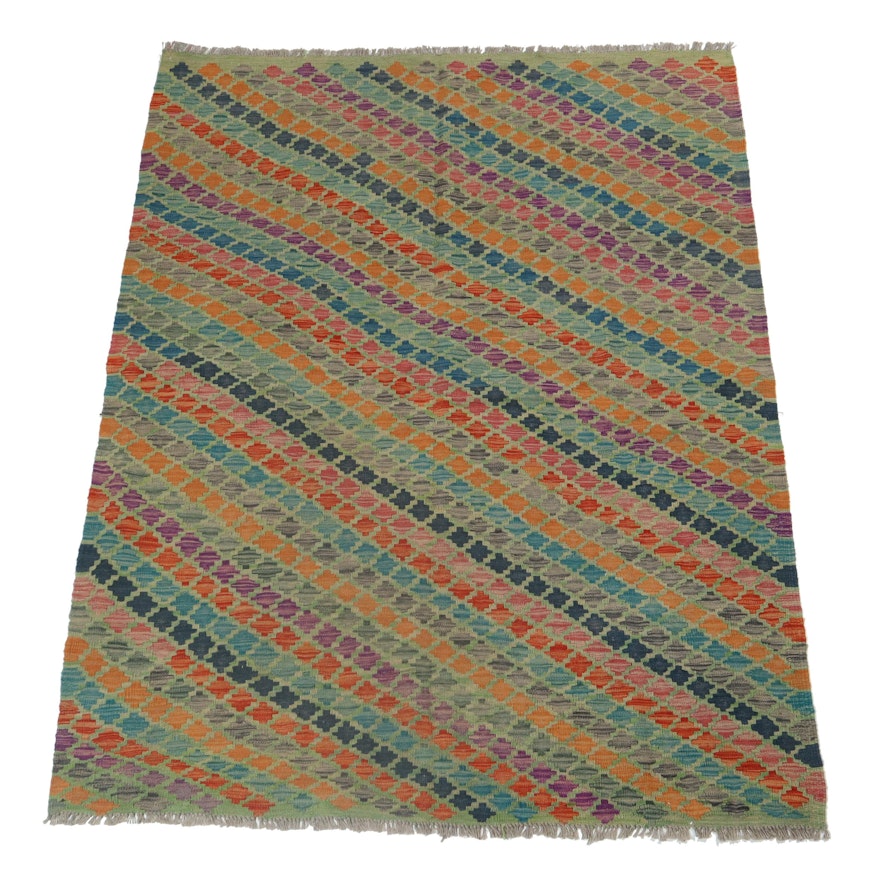 5.1' x 6.9' Handwoven Turkish Wool Kilim