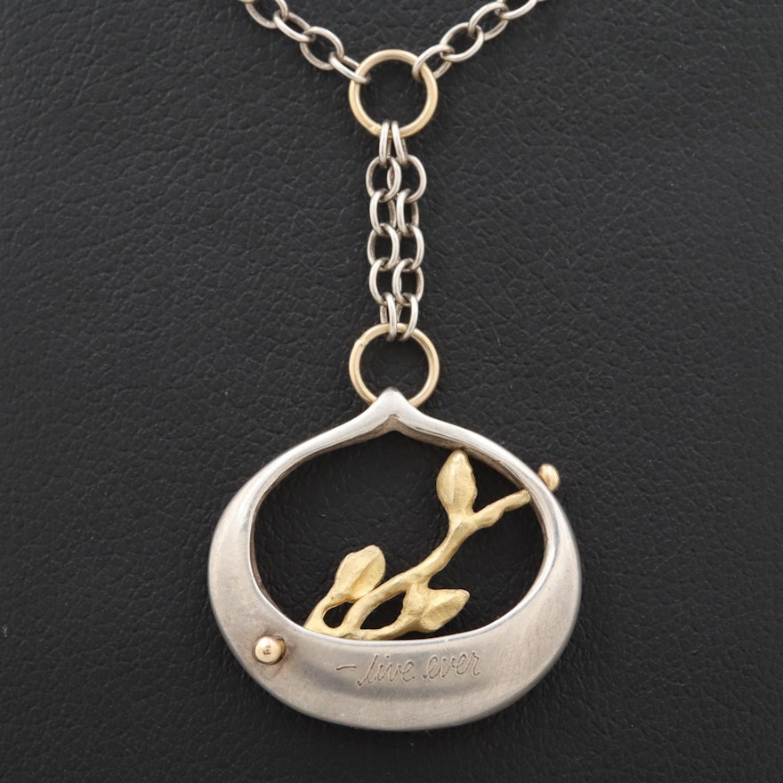 Sterling Silver Necklace with 18K Yellow Gold Accents