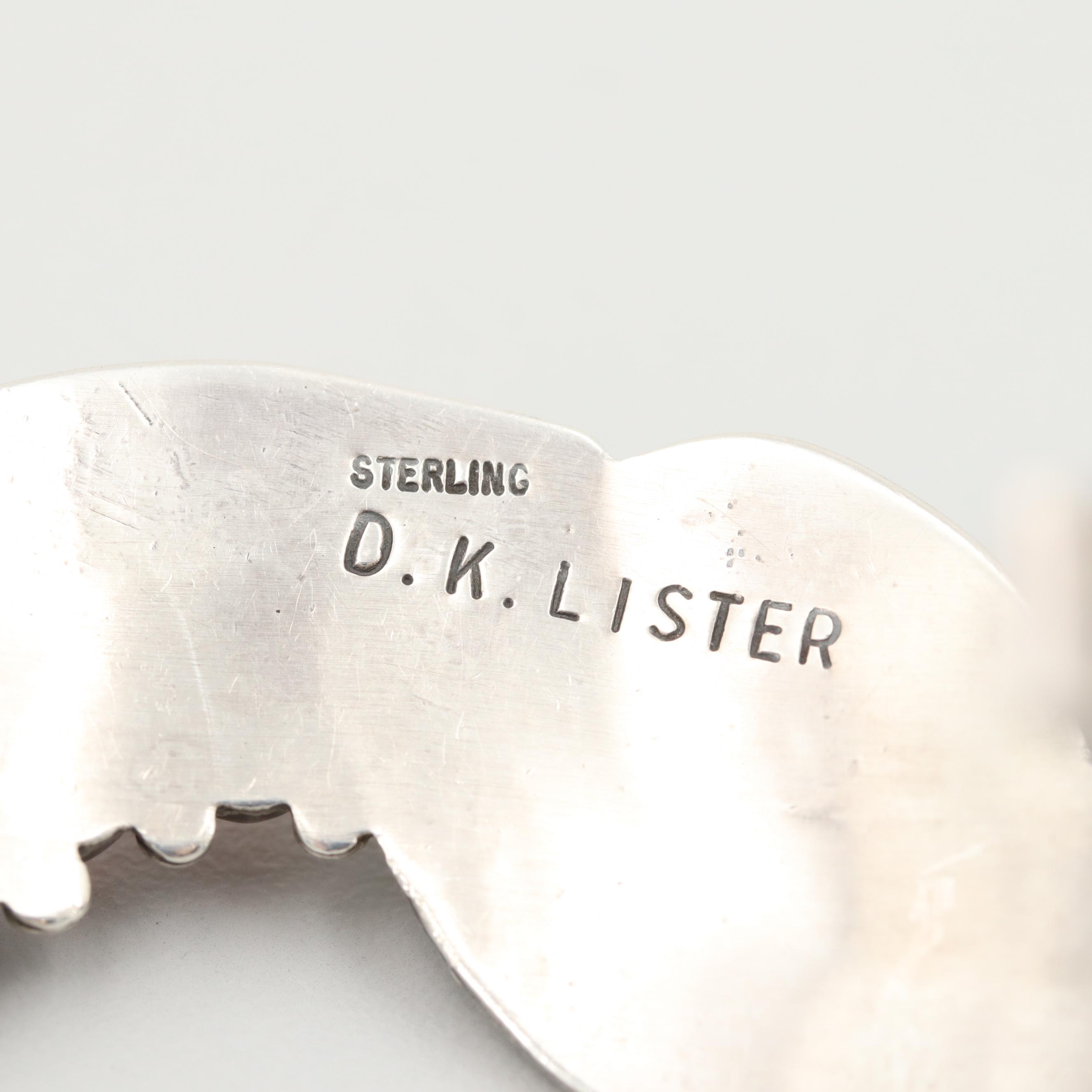 D.K. Lister Navajo Diné Sterling Silver Turquoise and Coral Cuff Bracelet