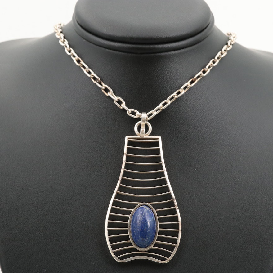 Sterling Silver Lapis Lazuli Pendant Necklace