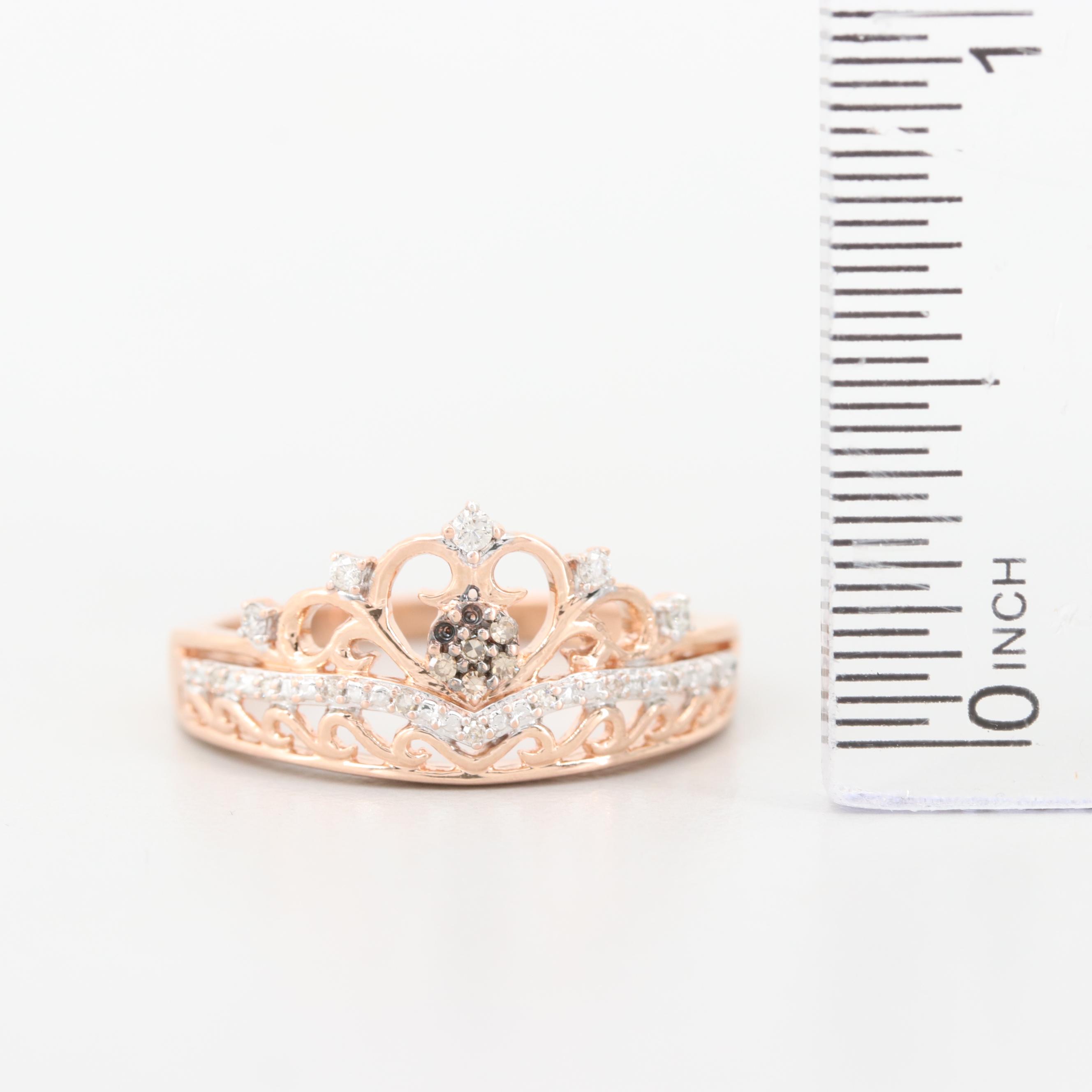 10K Rose Gold Diamond Tiara Ring