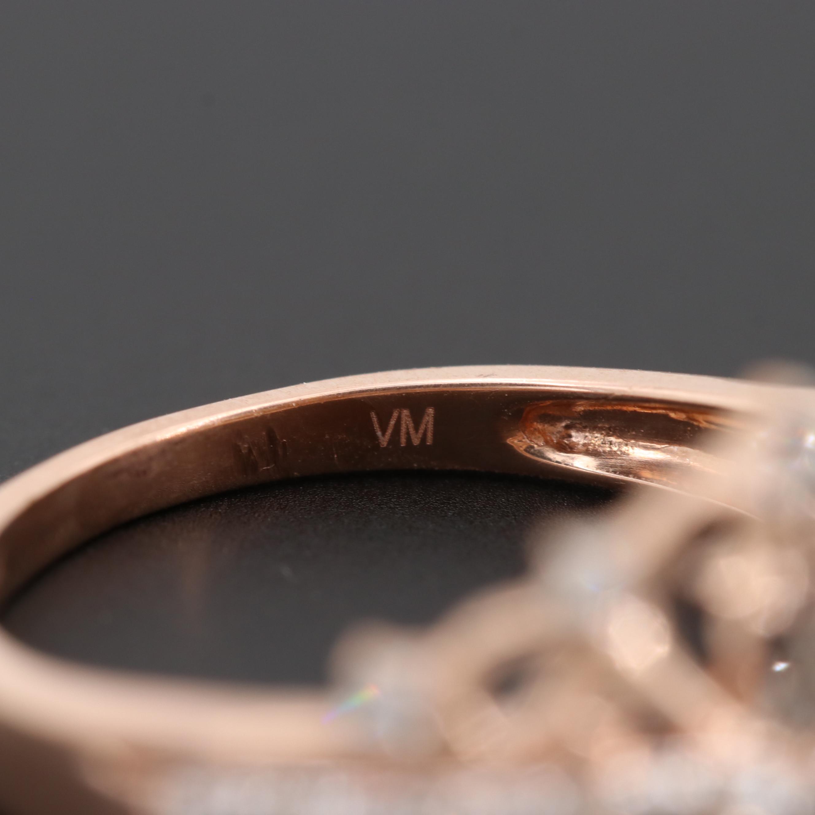 10K Rose Gold Diamond Tiara Ring