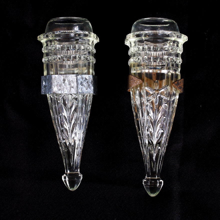 American Clear Glass Car Bud Vases, Depression Era