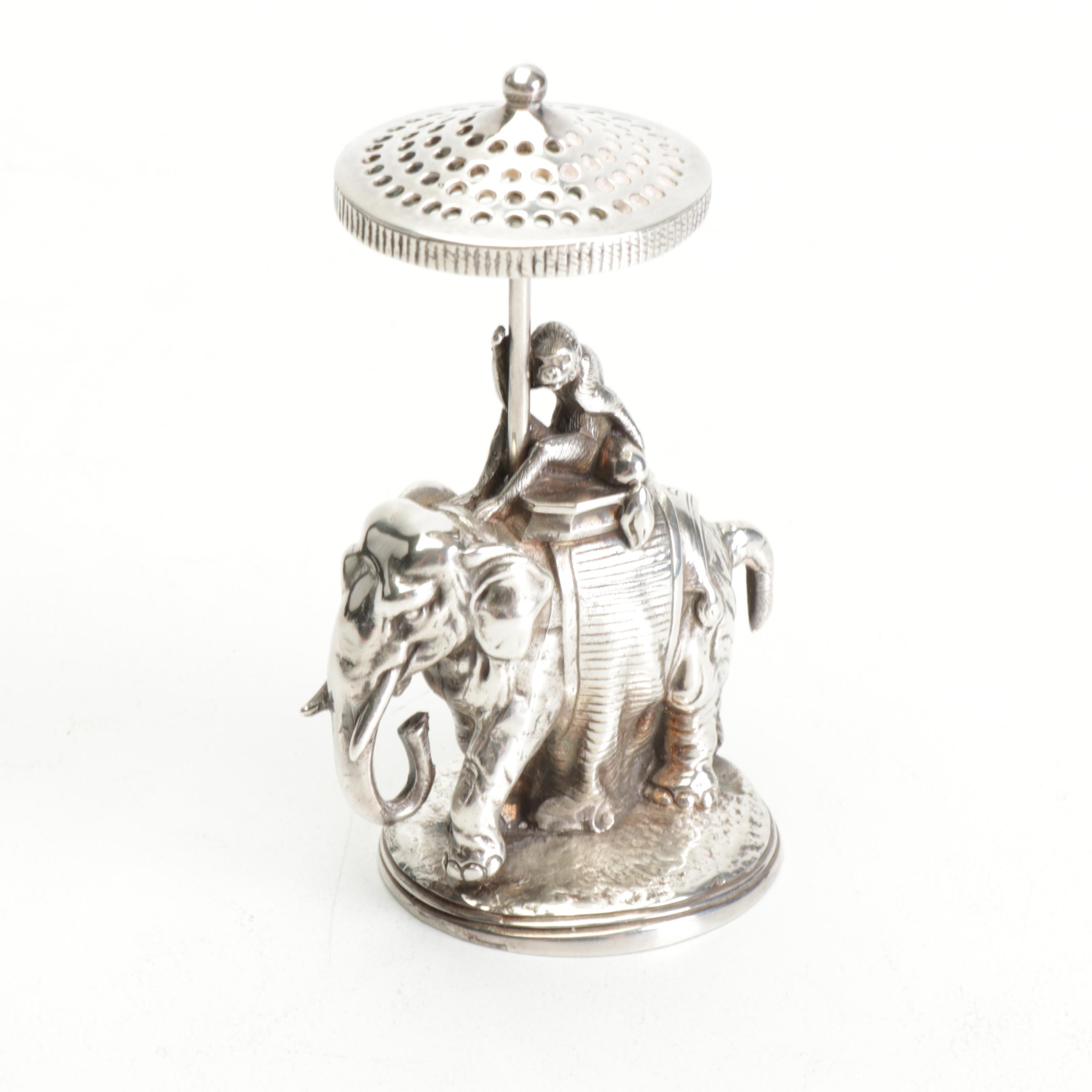 Christofle Monkey Riding Elephant Toothpick Holder