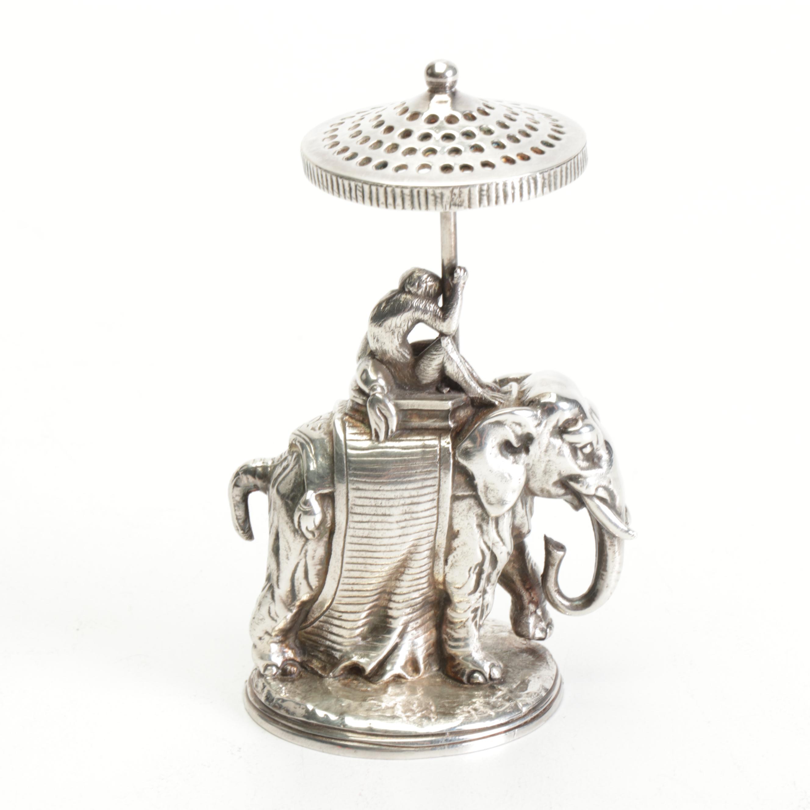 Christofle Monkey Riding Elephant Toothpick Holder