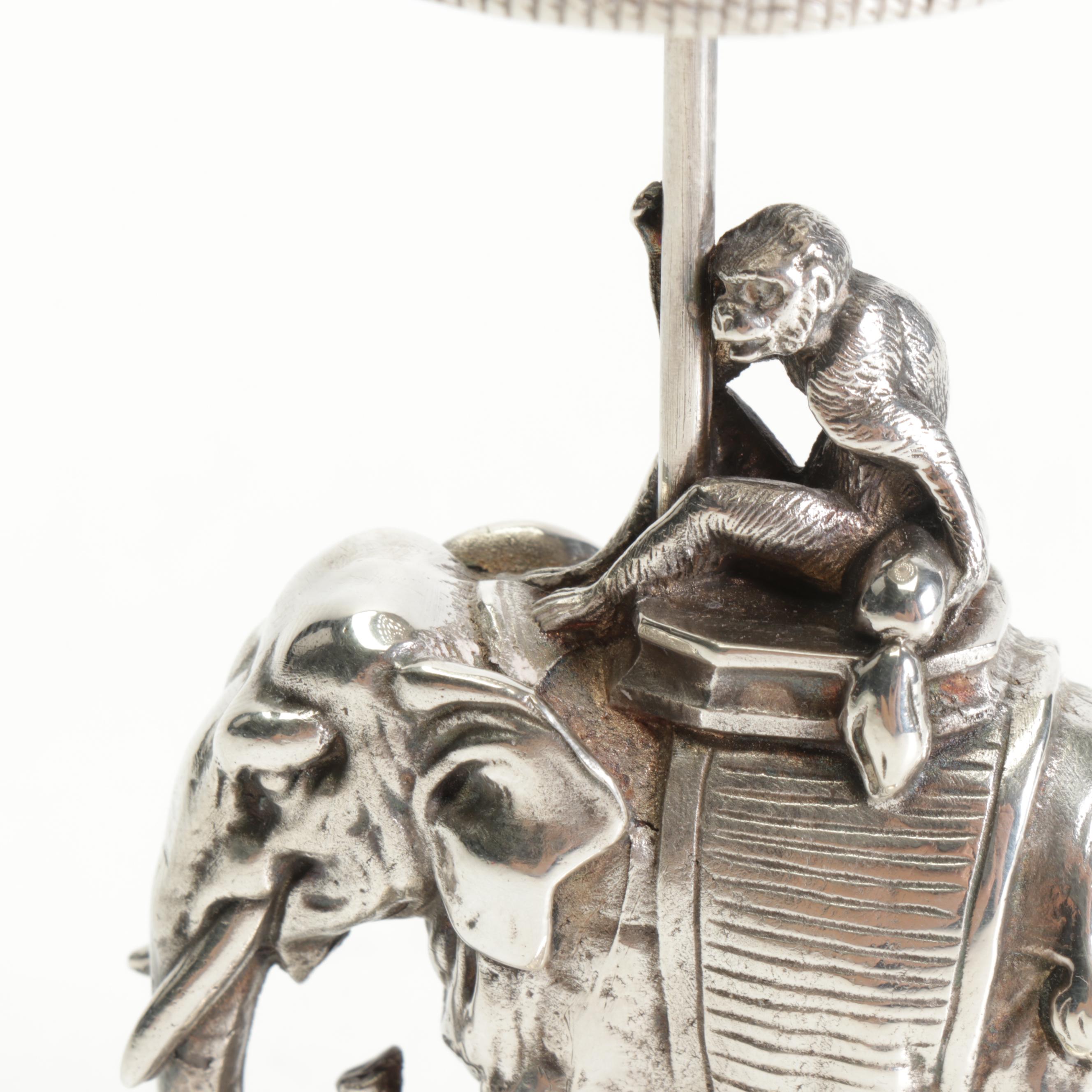 Christofle Monkey Riding Elephant Toothpick Holder