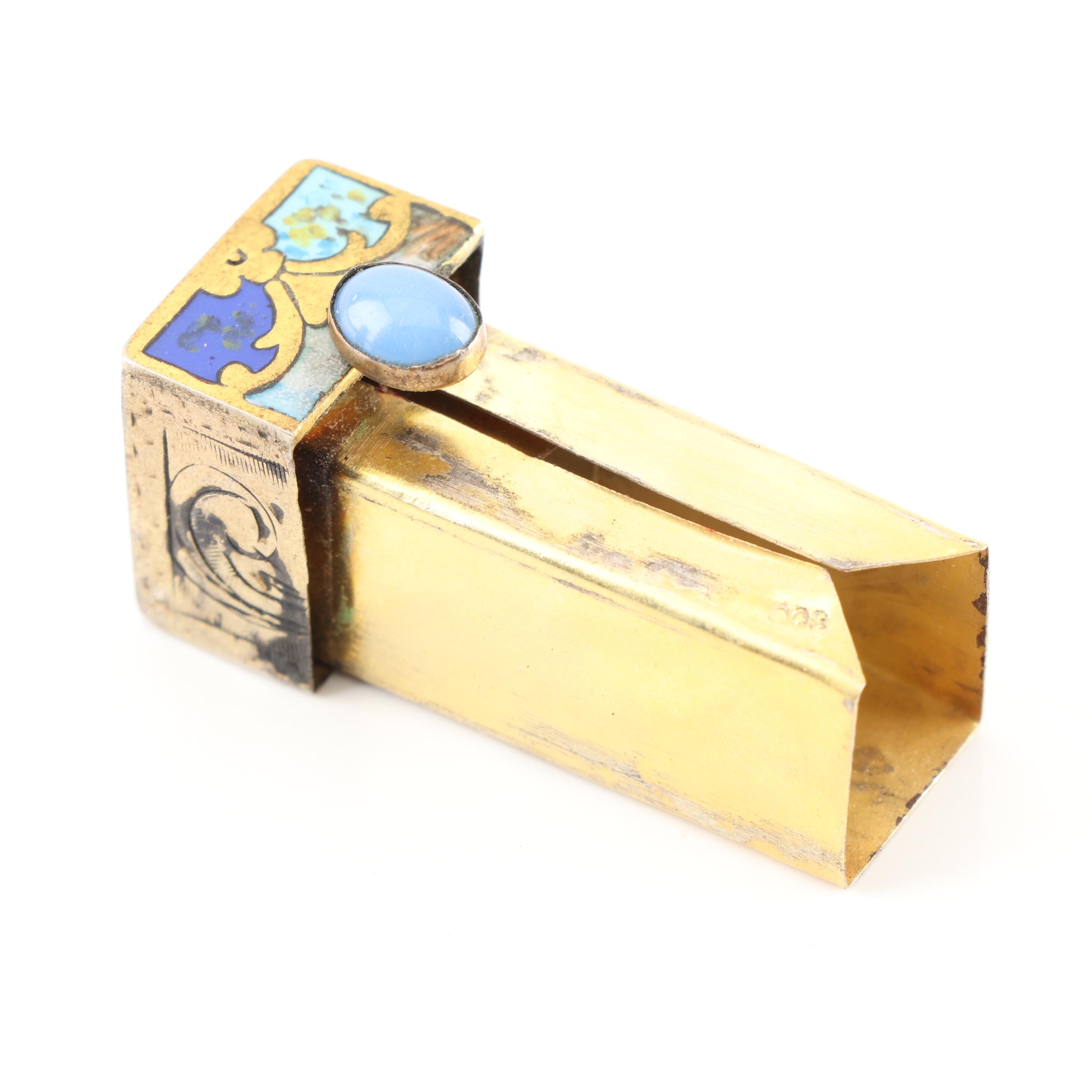 Antique 800 Silver Lipstick Case with Mirror EBTH