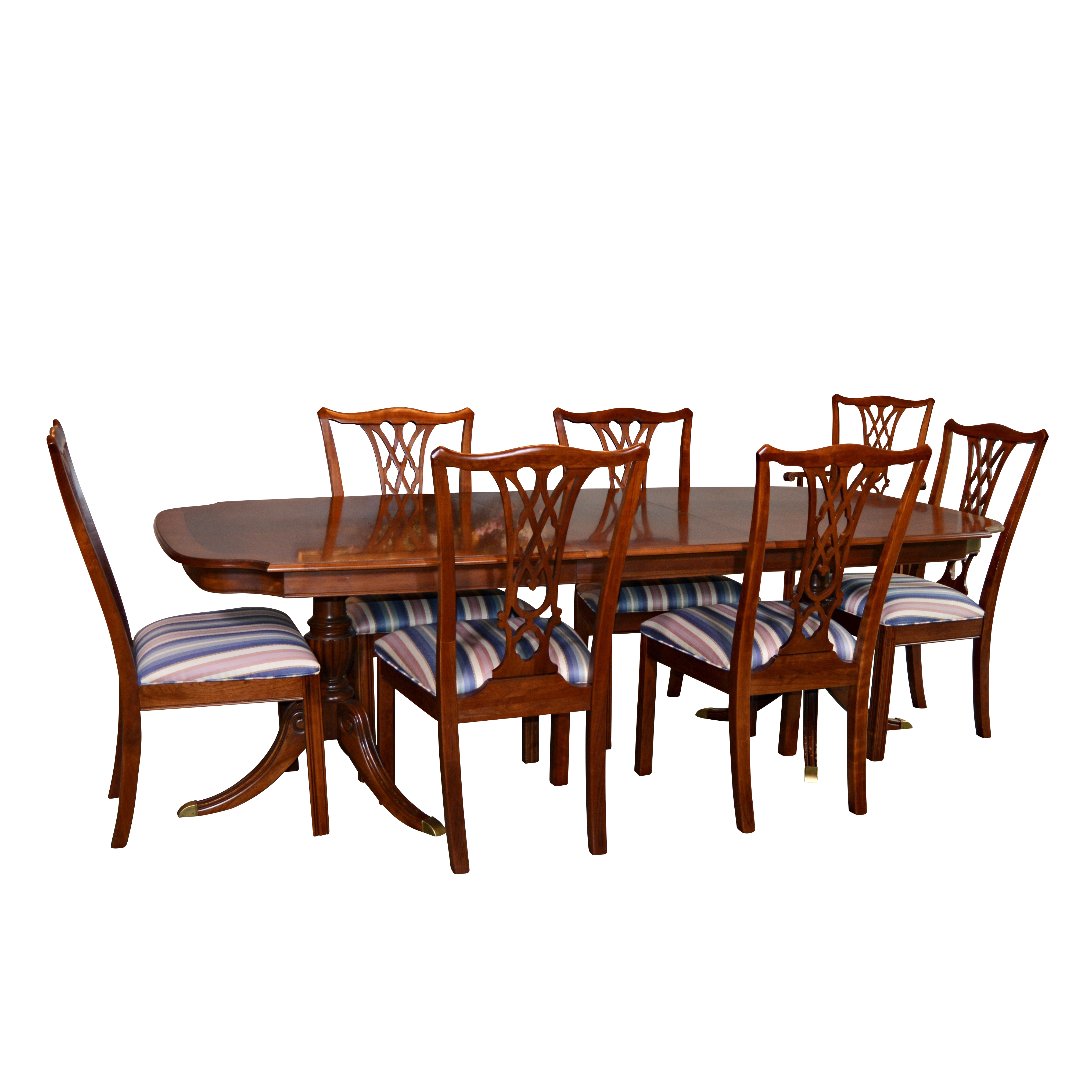 Ethan Allen "Carolyn" Double Pedestal Mahogany Dining Room Set, Contemporary