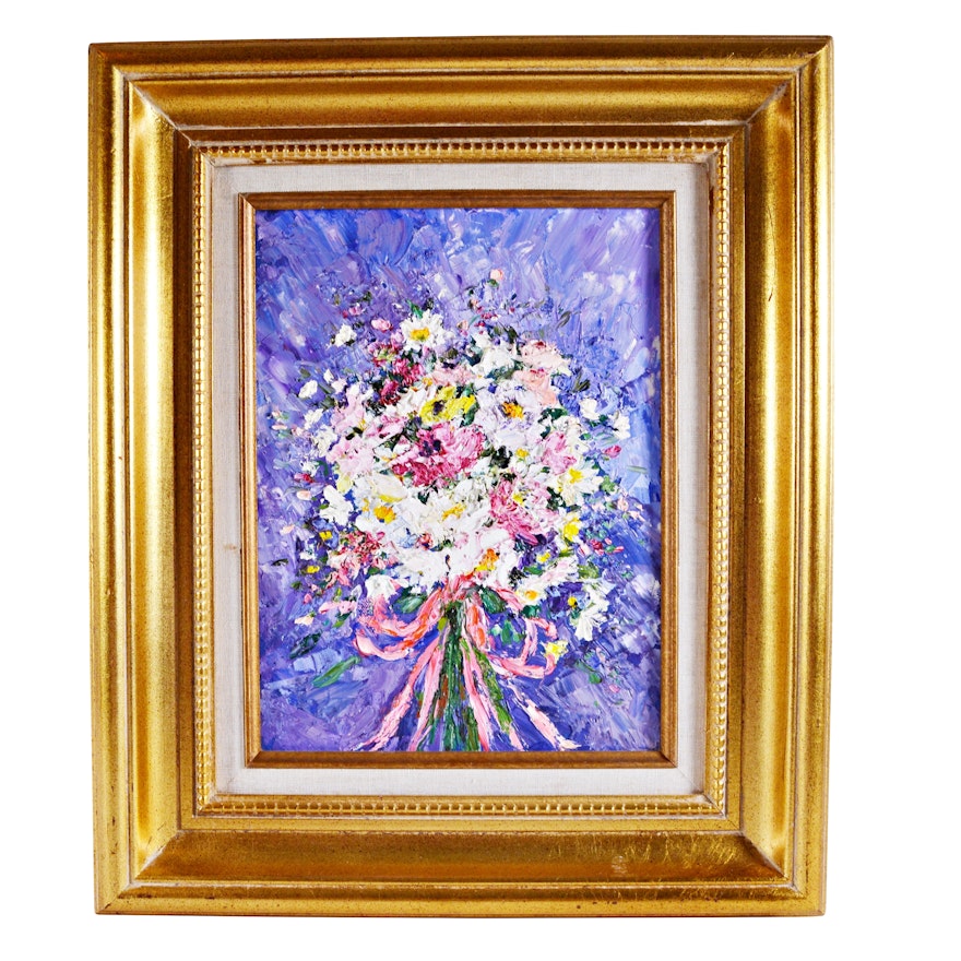Barbara Heiman Oil Painting of a Floral Bouquet