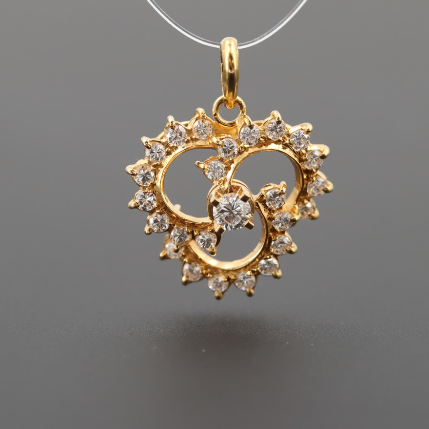 18K Yellow Gold Diamond Trinity Circle Pendant