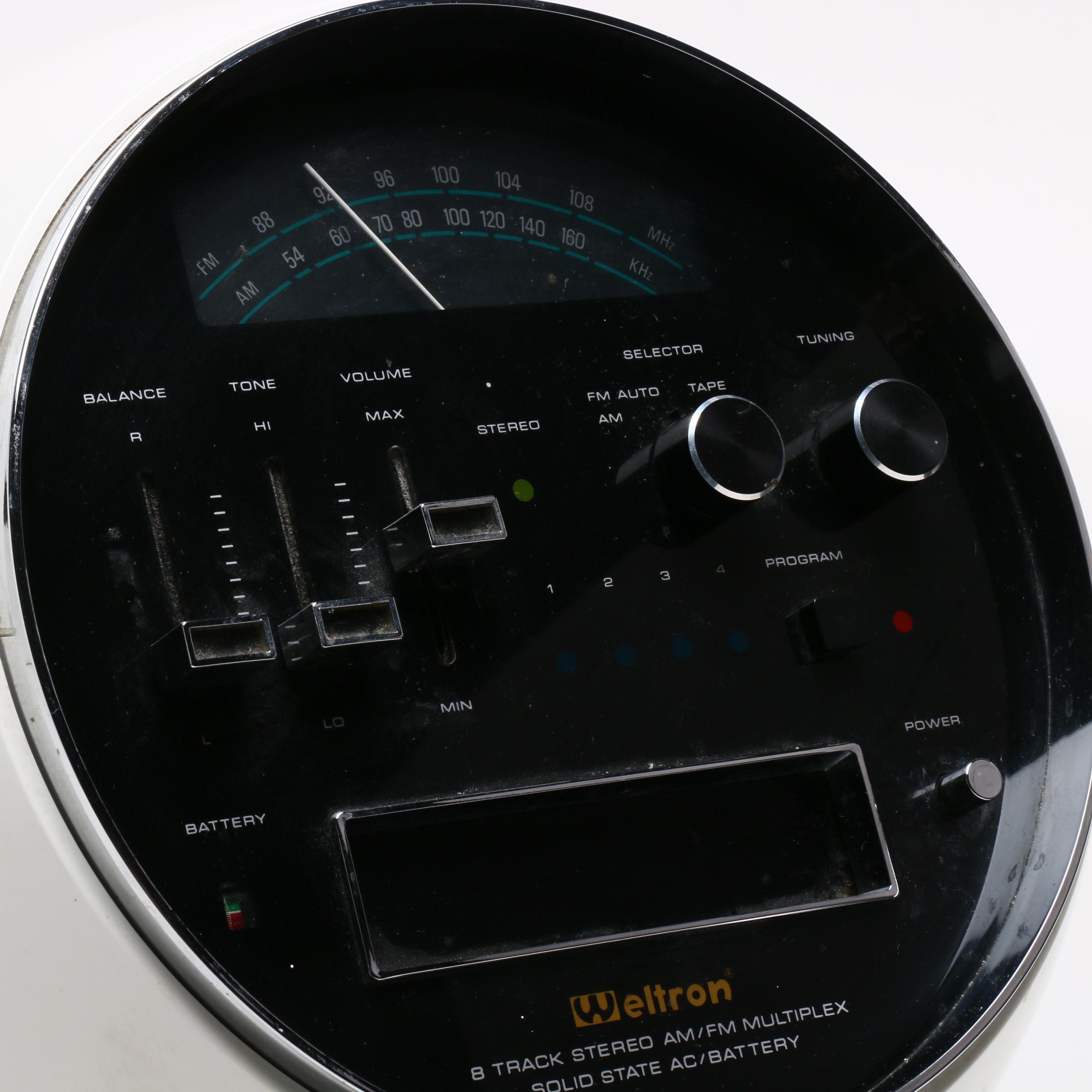 Weltron 2001 Space Ball 8 Track Player with AM/FM Radio, 1970s
