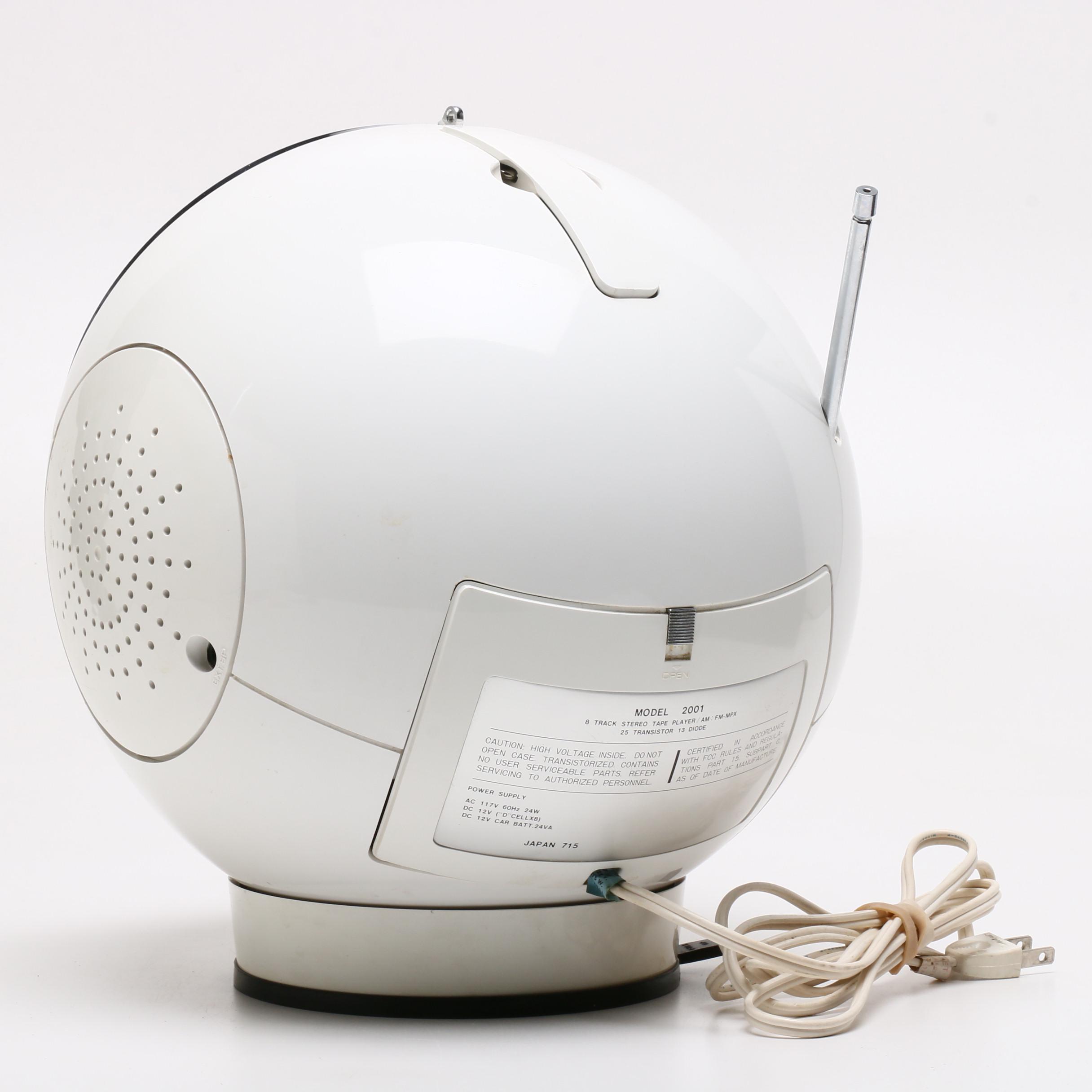 Weltron 2001 Space Ball 8 Track Player with AM/FM Radio, 1970s