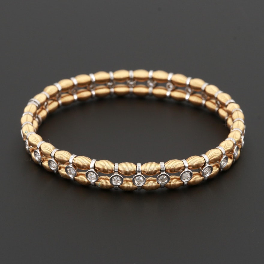 18K Yellow and White Gold 1.20 CTW Diamond Expandable Bracelet