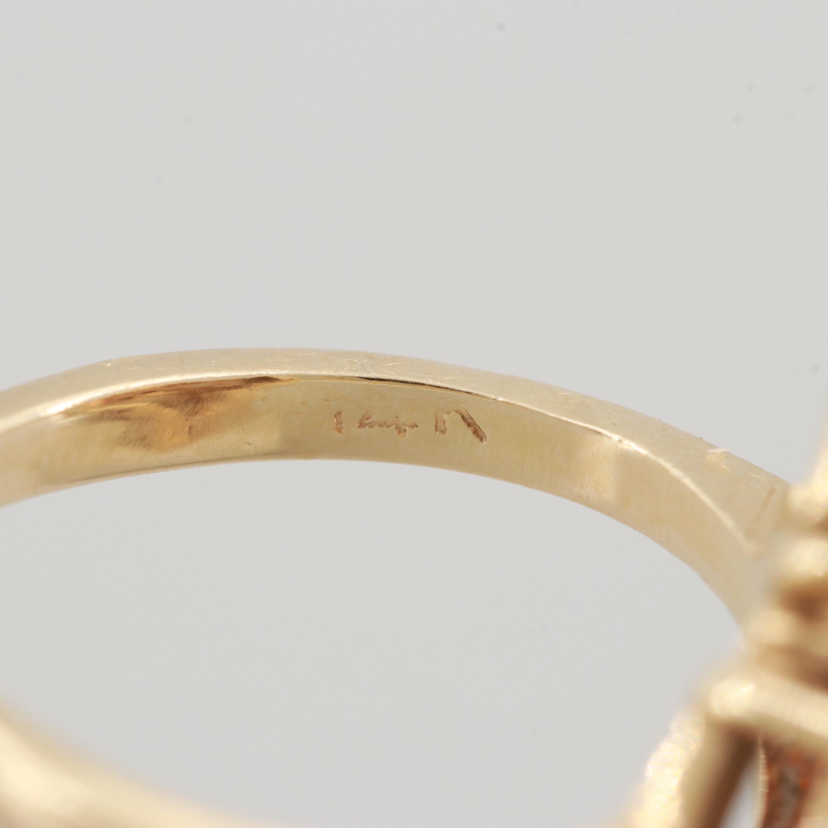 14K Yellow Gold Opal and Emerald Ring