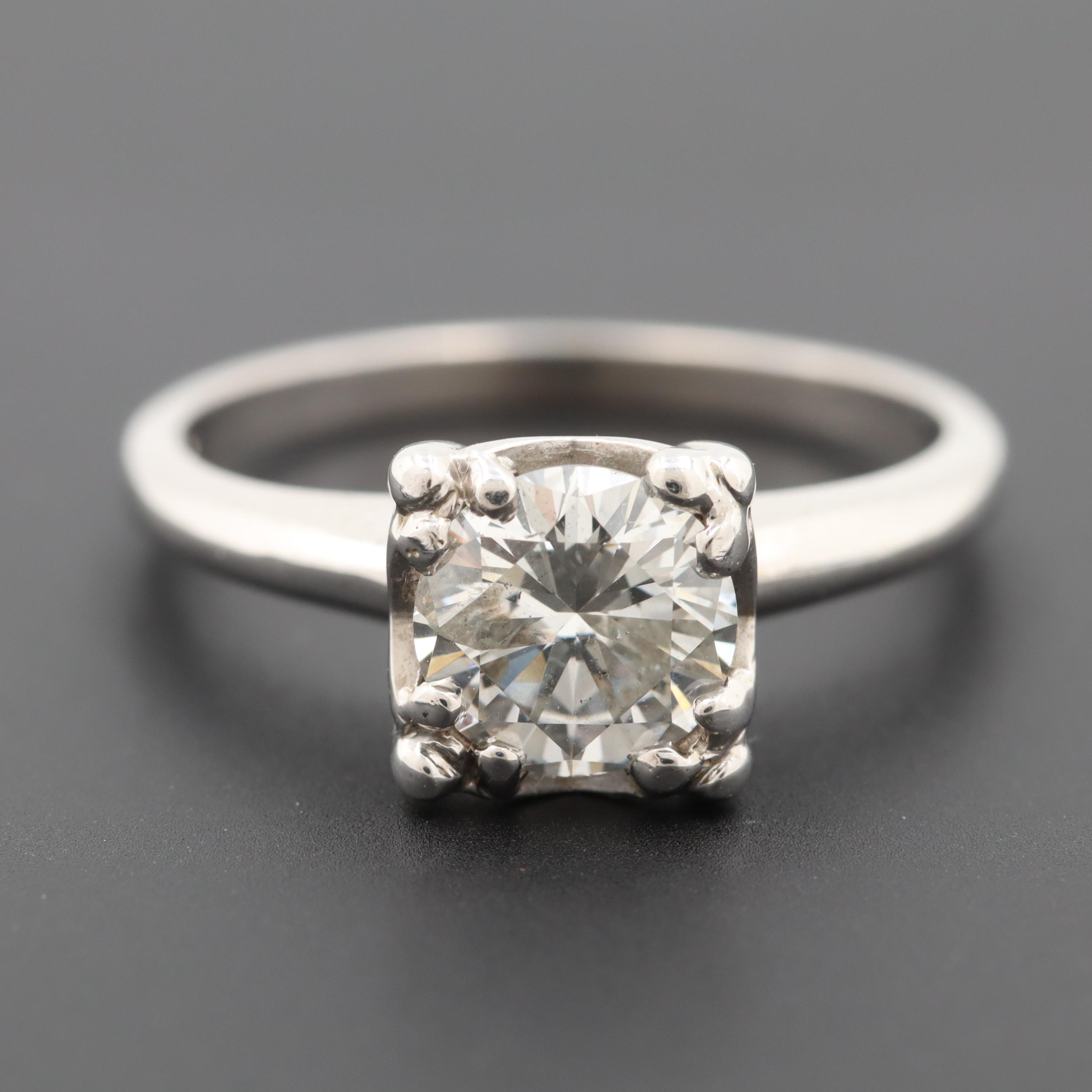 Vintage 14K White 1.14 CT Gold Diamond Ring