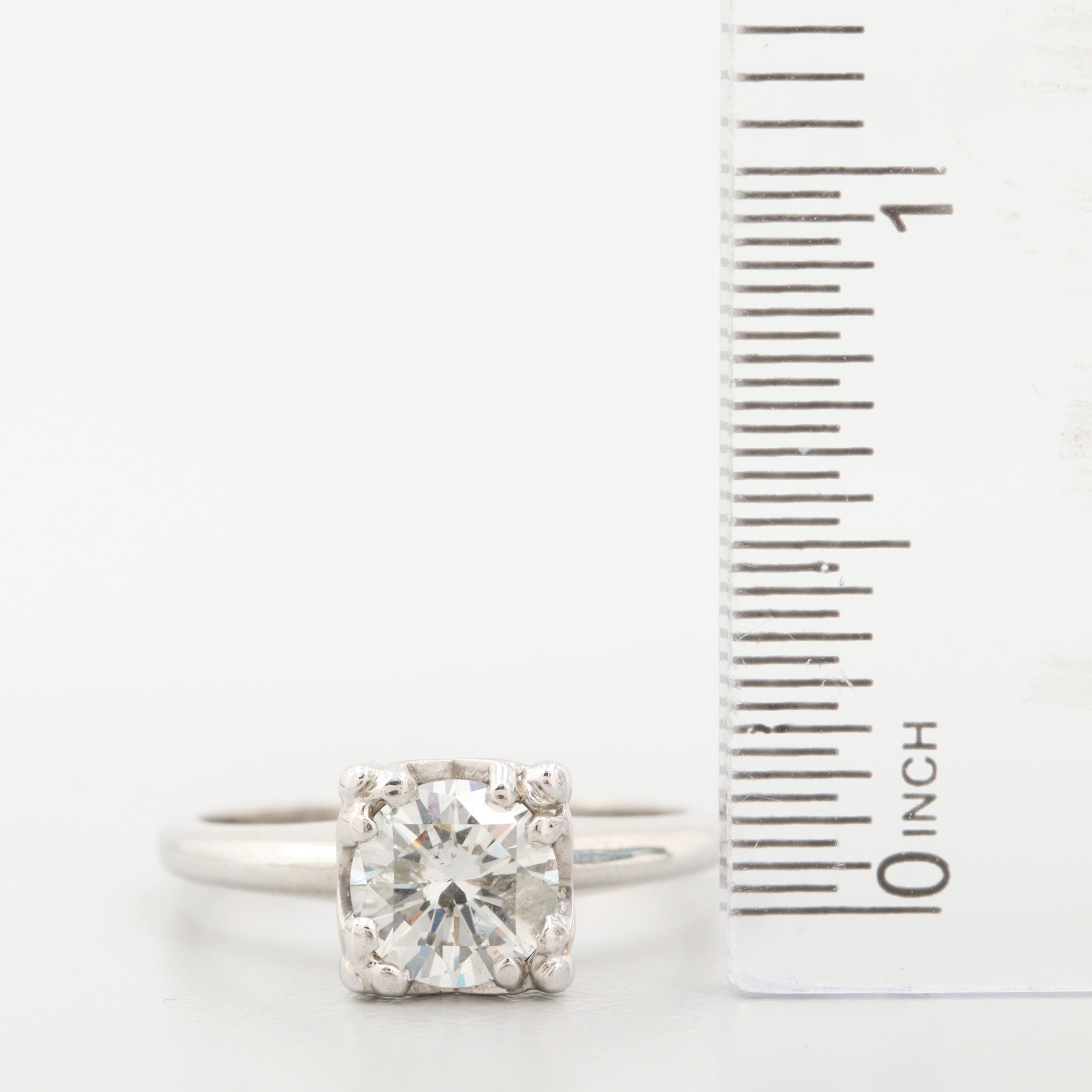 Vintage 14K White 1.14 CT Gold Diamond Ring