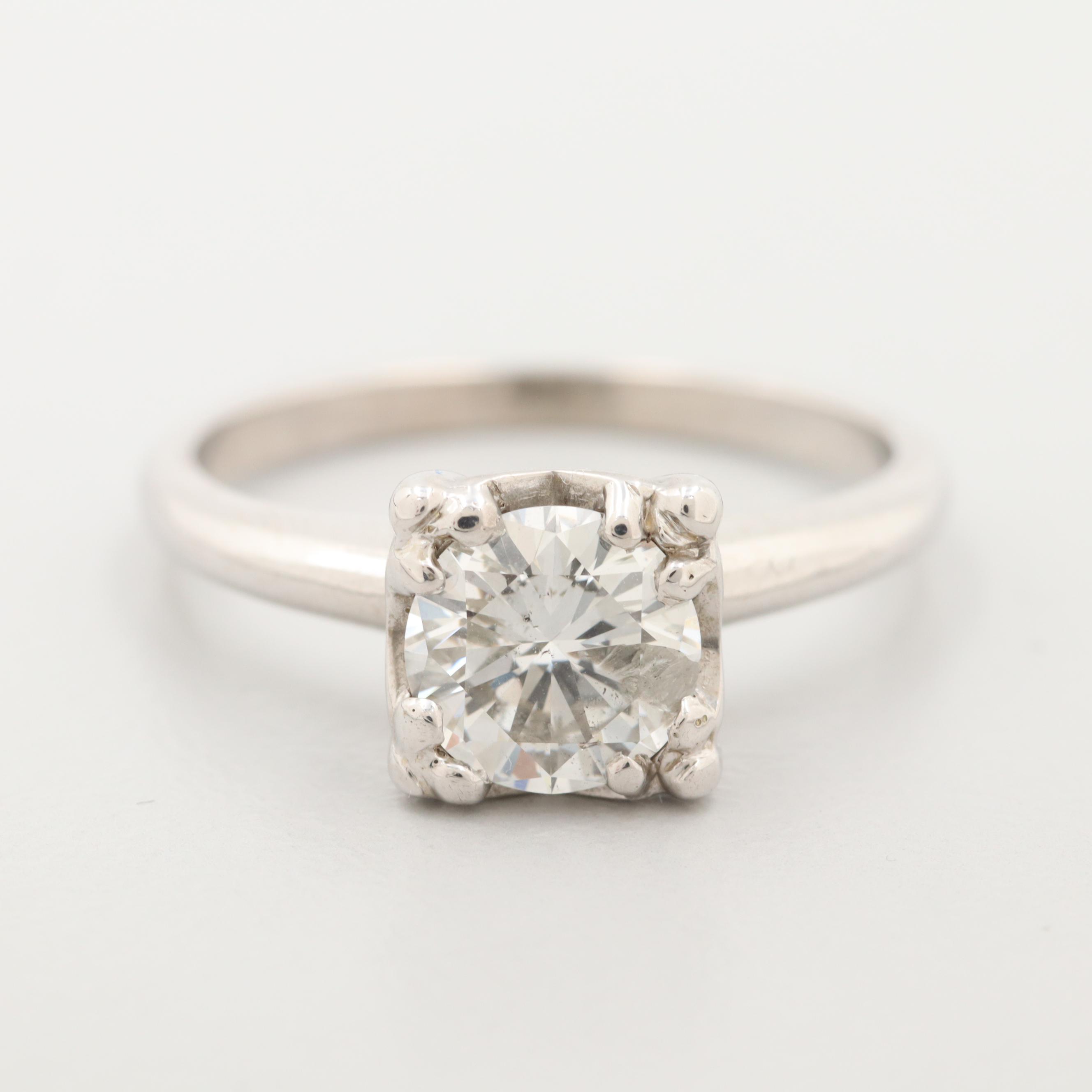 Vintage 14K White 1.14 CT Gold Diamond Ring