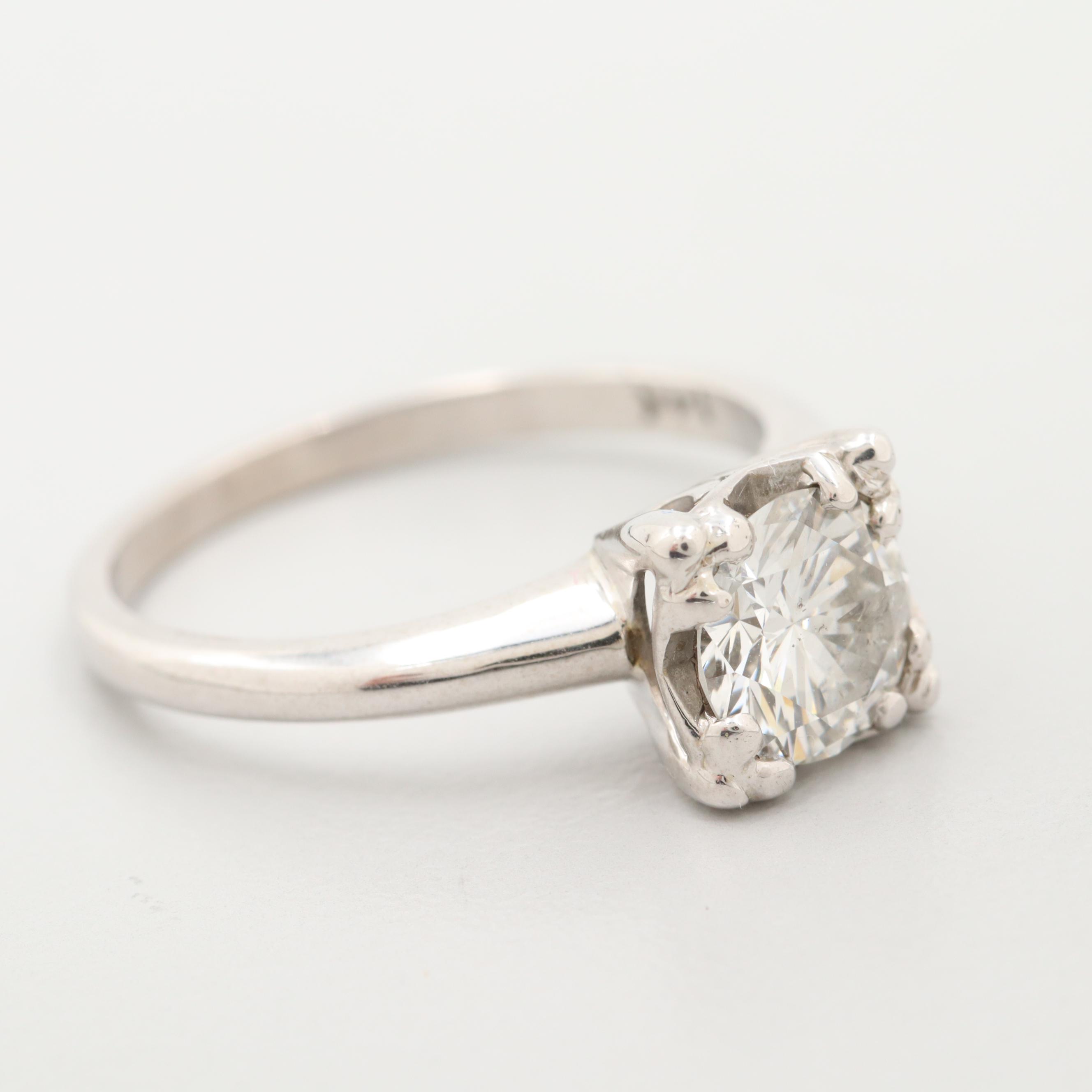 Vintage 14K White 1.14 CT Gold Diamond Ring
