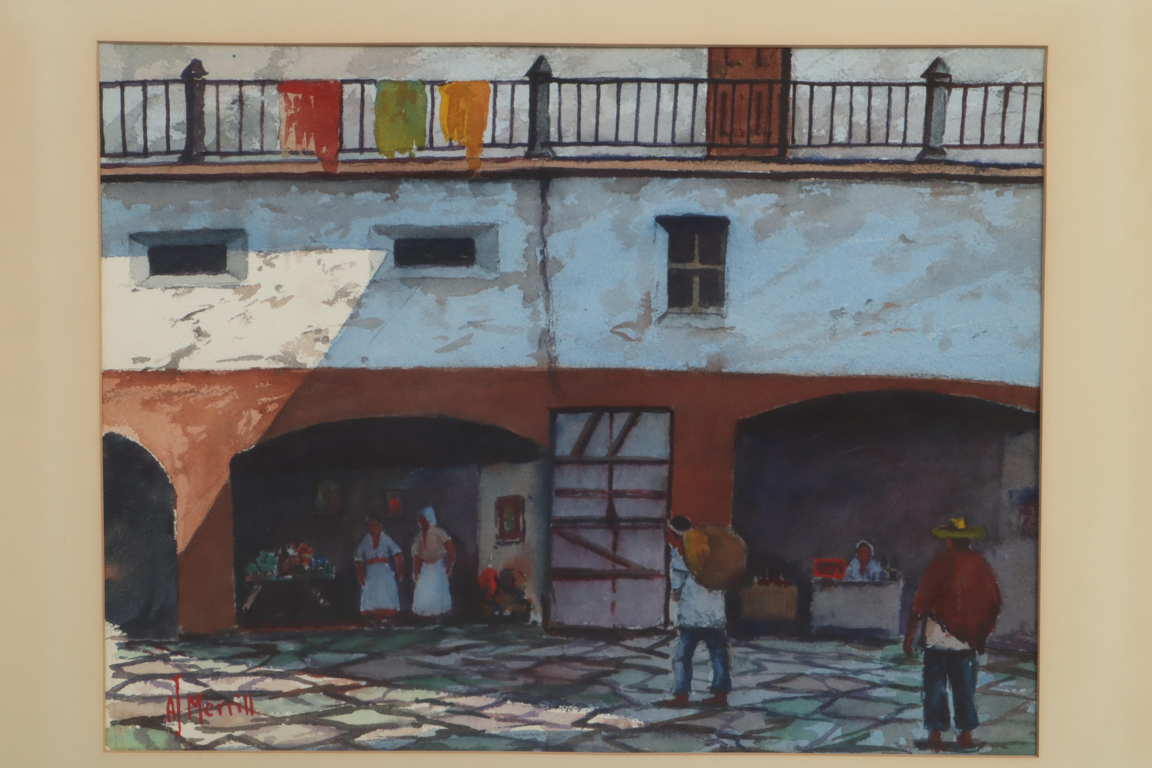 Arthur J. Merrill Watercolor Painting "El Coral - Guanajuato"