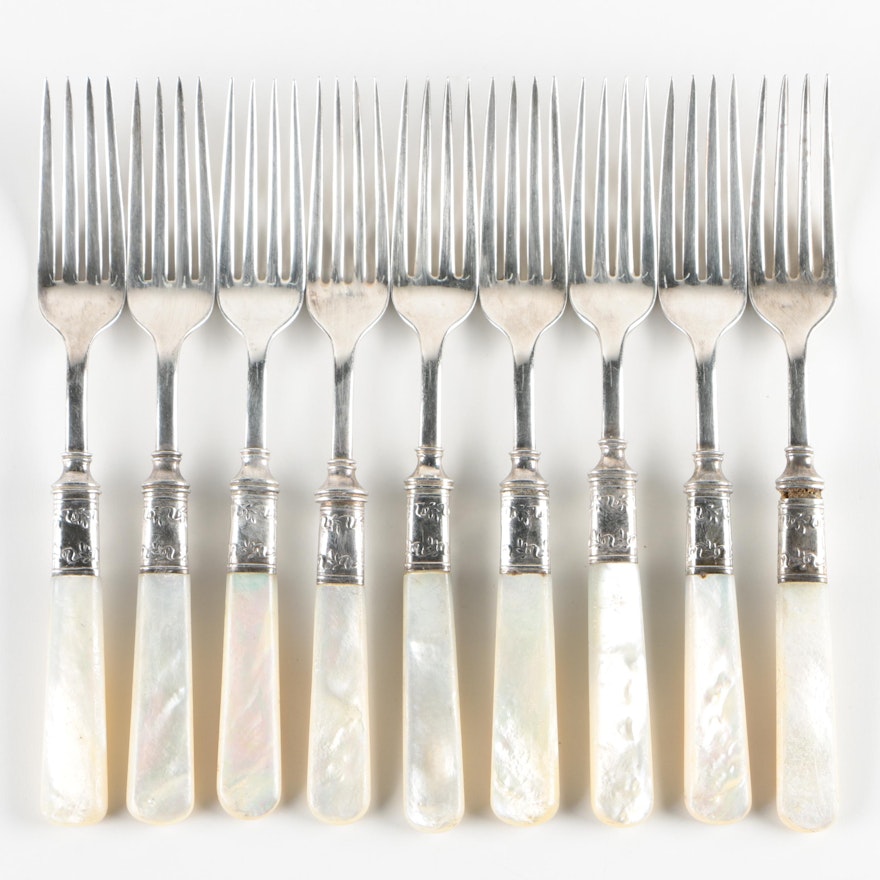 Sterling Silver Dinner Forks with Mother of Pearl Handles