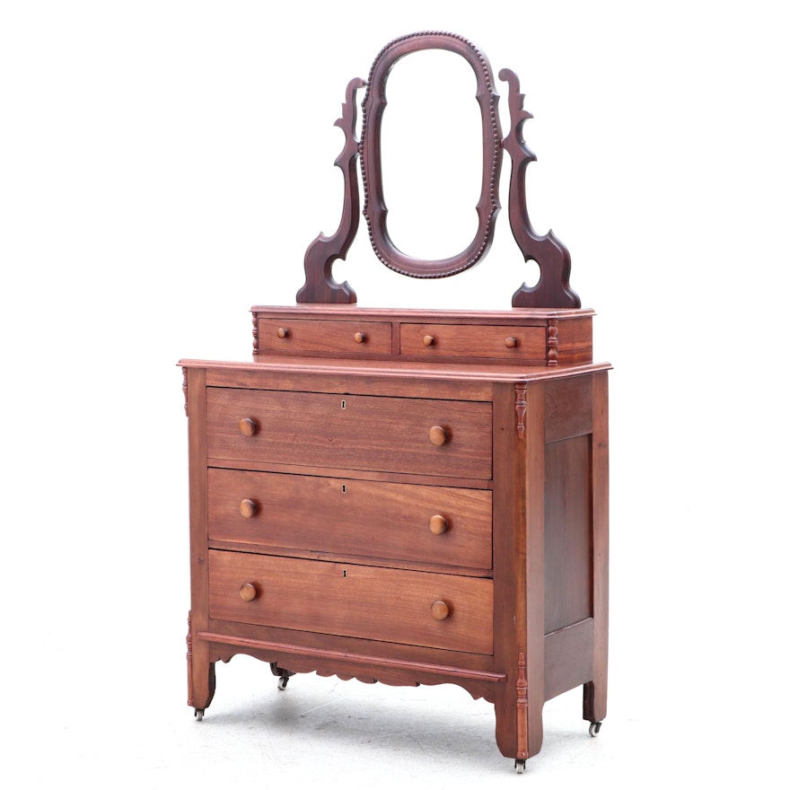 Early Victorian Walnut Dresser with Mirror, Circa 1860s