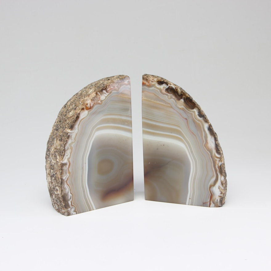 Sliced Agate Bookends
