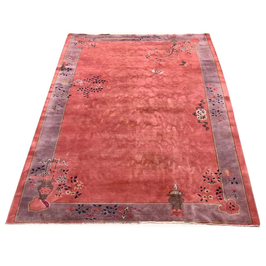 Hand-Knotted Chinese Nichols Art Deco Room Sized Rug, 1930s
