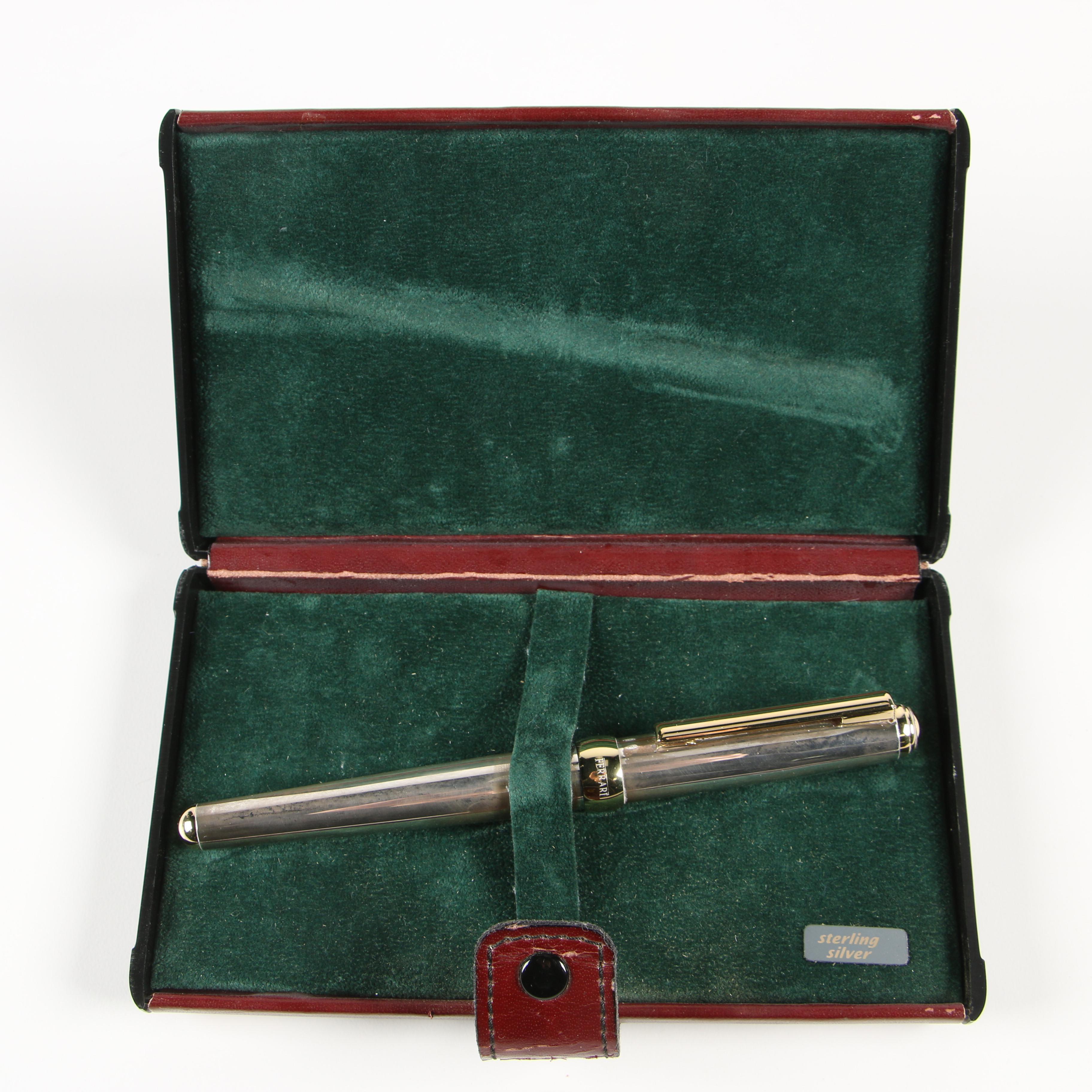 Ferrari Sterling Silver Ballpoint Pen with Case