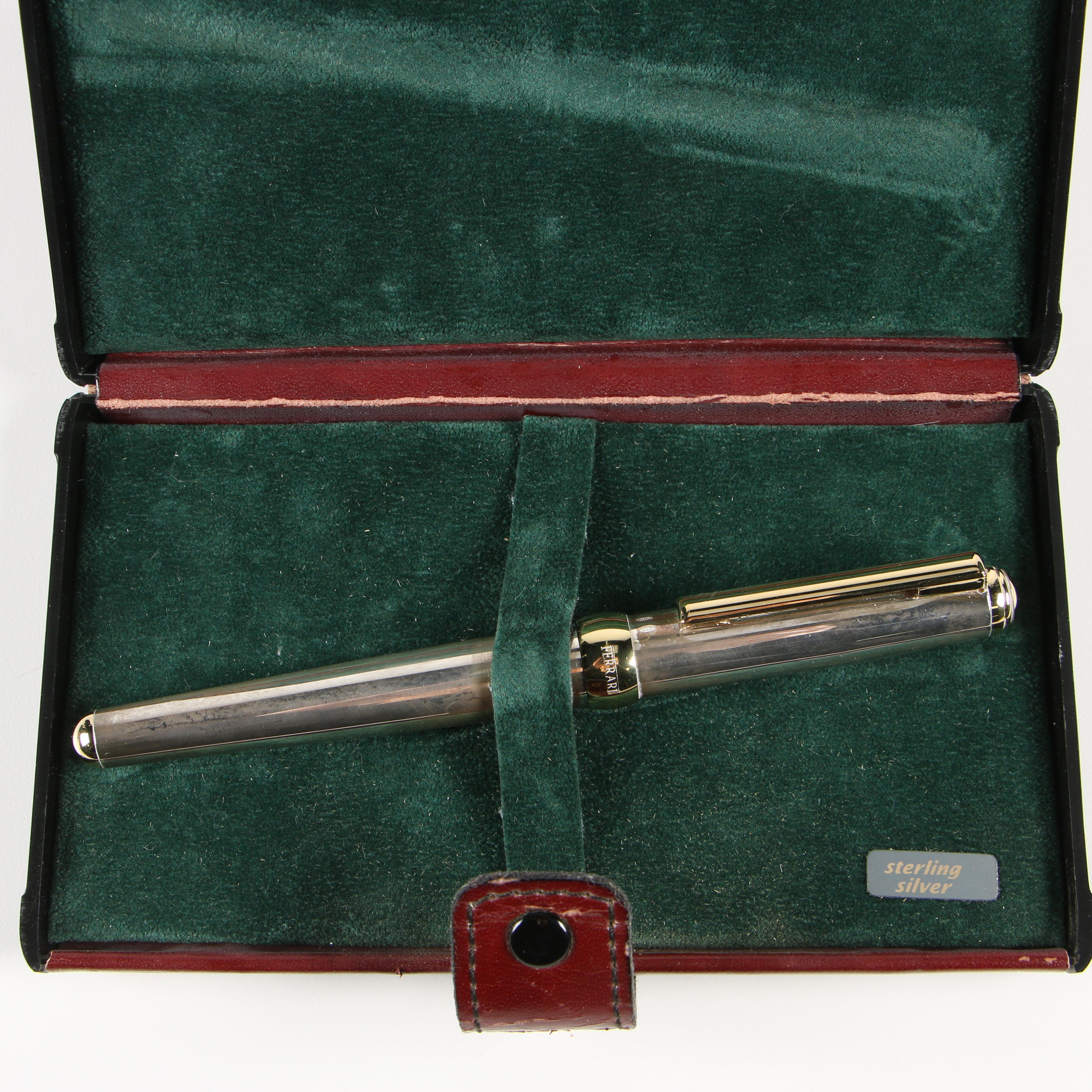 Ferrari Sterling Silver Ballpoint Pen with Case