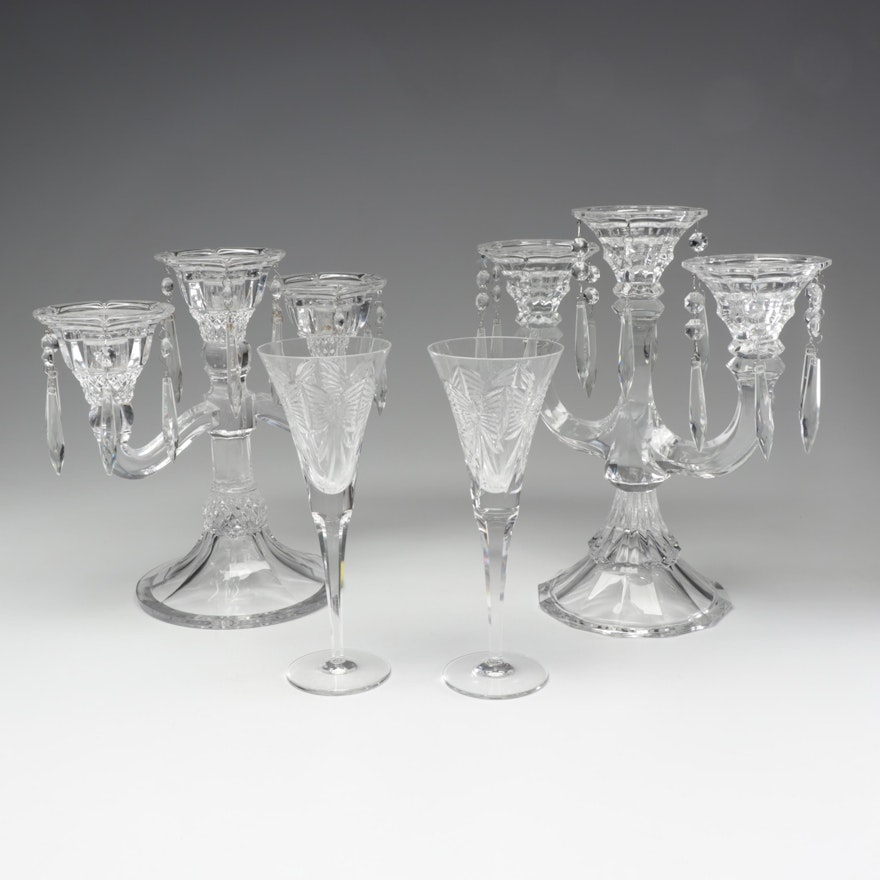 Waterford Crystal Millennium "Happiness" Champagne Flutes & Crystal Candelabras