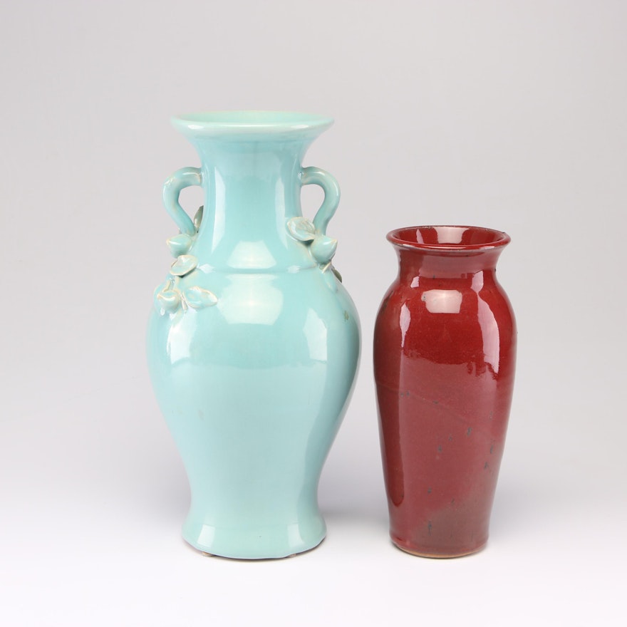 Thrown Stoneware and Porcelain Vases Including Emmett Collier