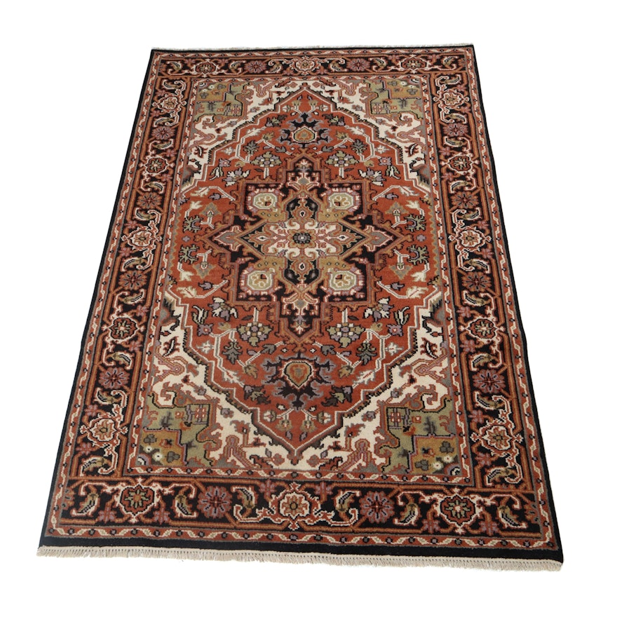 5.9' x 8.11' Hand-Knotted Indo-Persian Heriz Wool Rug