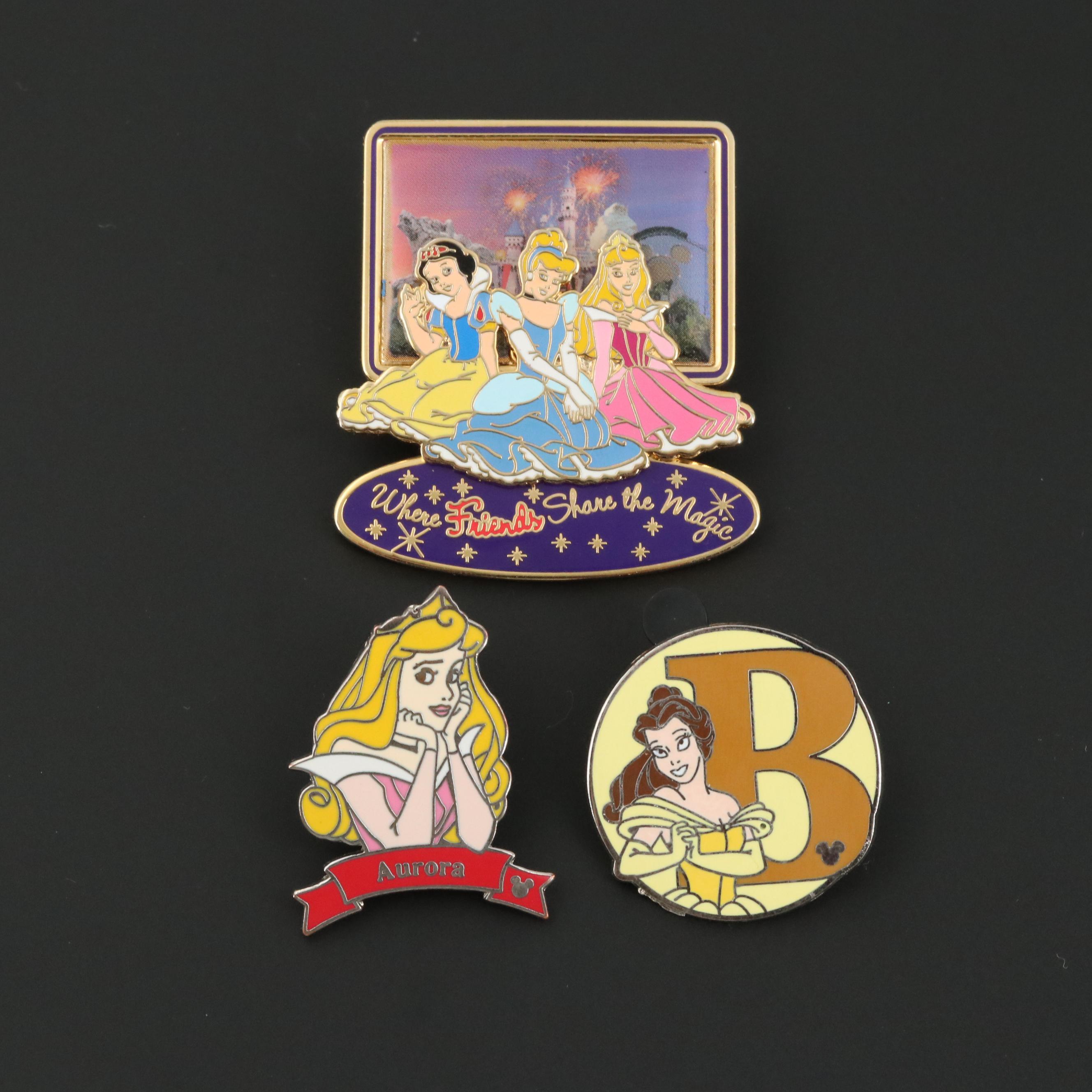 Disney Gold Tone Enamel Collection of Trading Pins