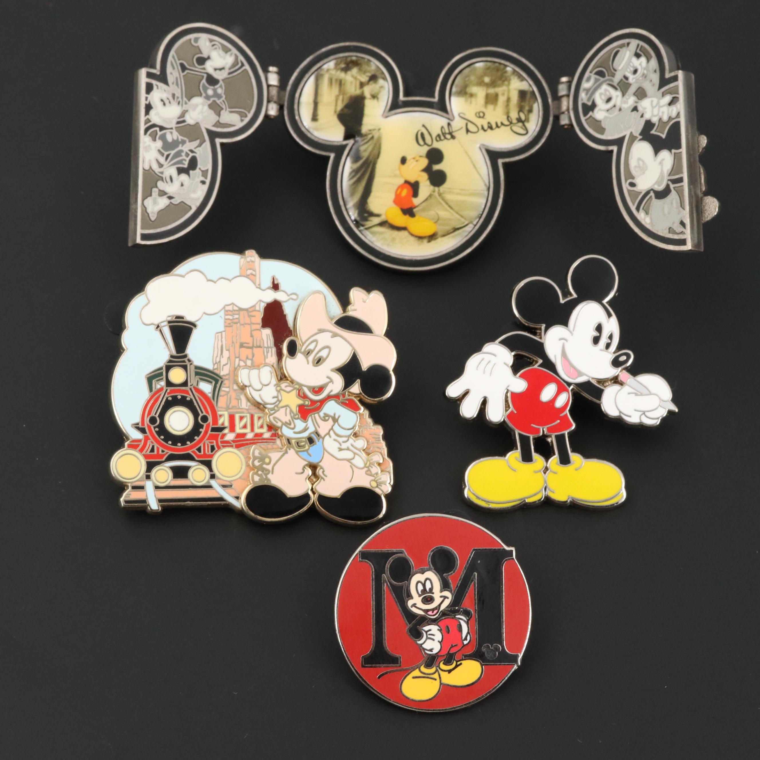 Disney Gold Tone Enamel Collection of Trading Pins
