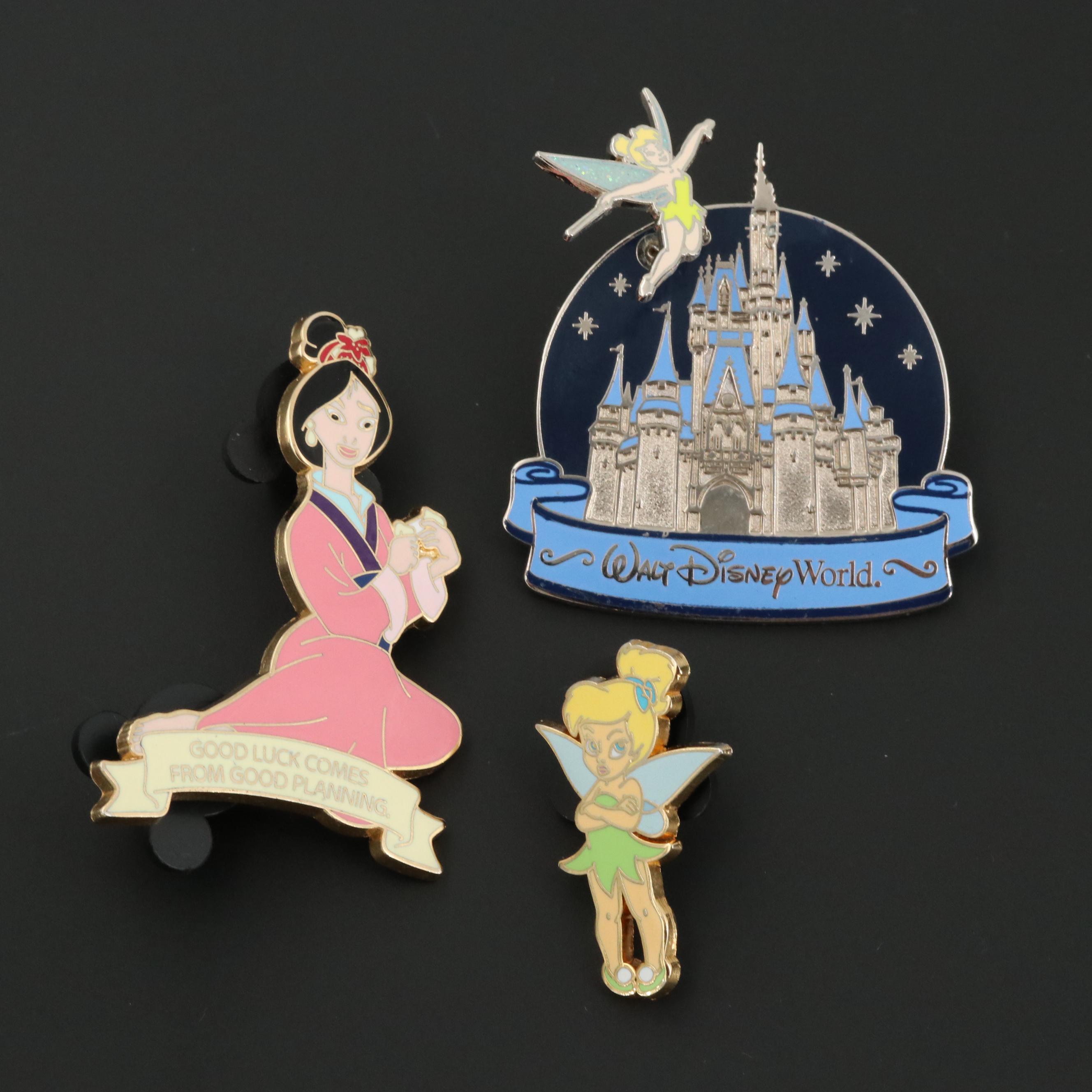 Disney Gold Tone Enamel Collection of Trading Pins