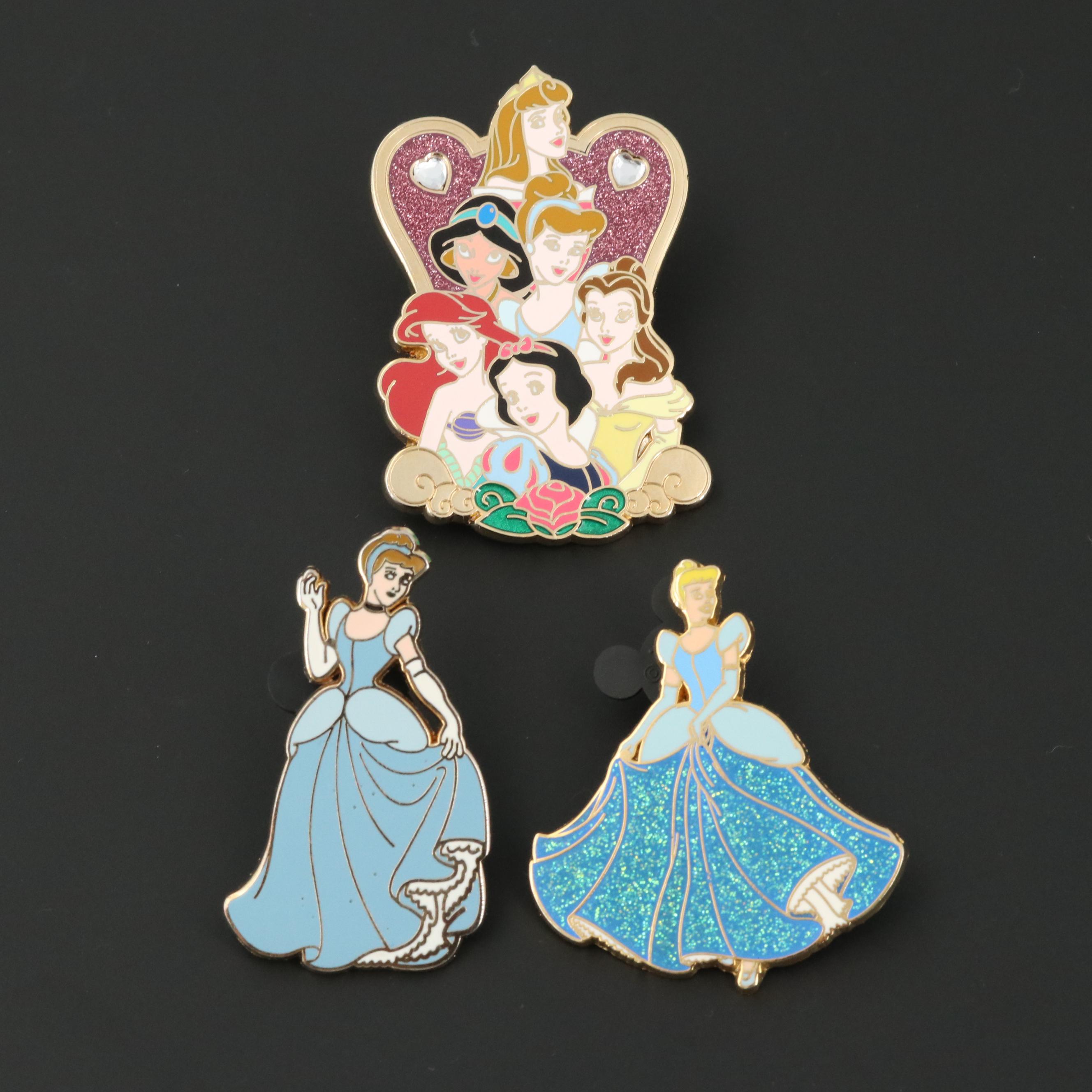 Disney Gold Tone Enamel Collection of Trading Pins
