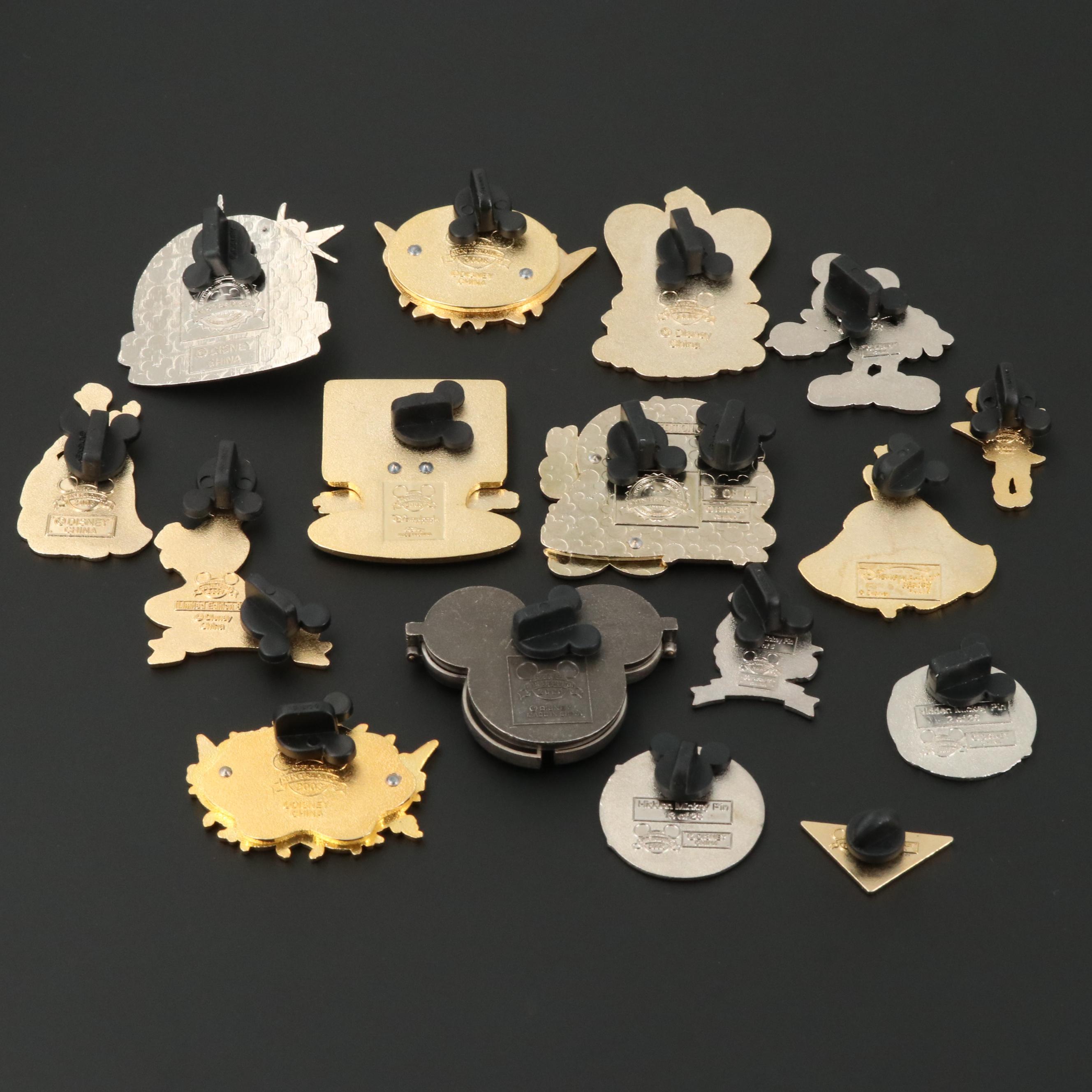 Disney Gold Tone Enamel Collection of Trading Pins