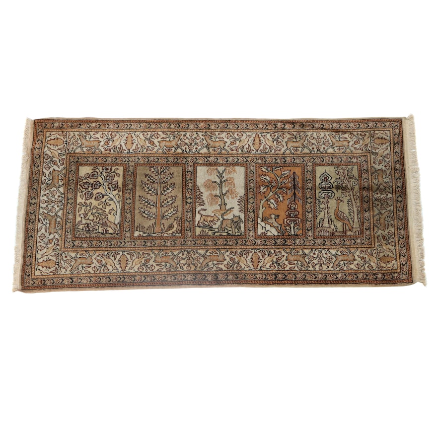 2.4' x 5.5' Hand-Knotted Turkish Kayseri Silk Pictorial Rug