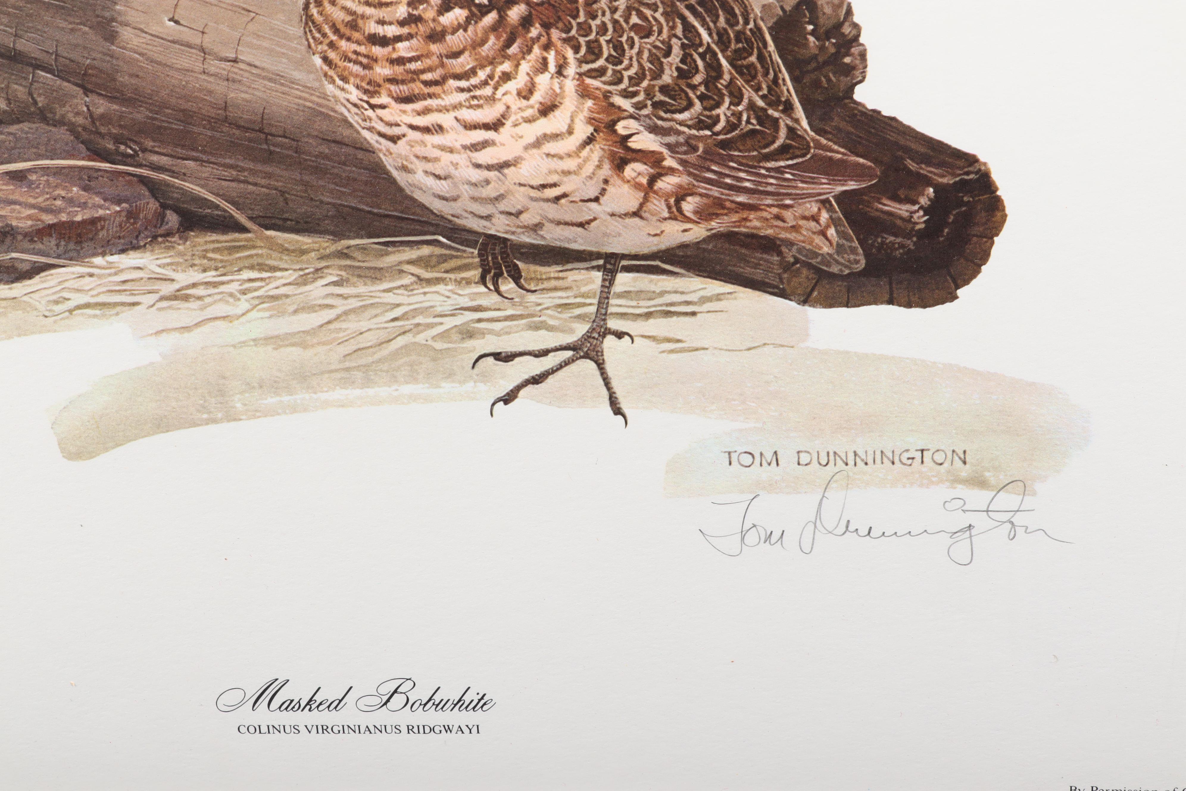 Tom Dunnington Offset Lithographs "Masked Bobwhite" and "Golden Eagle"