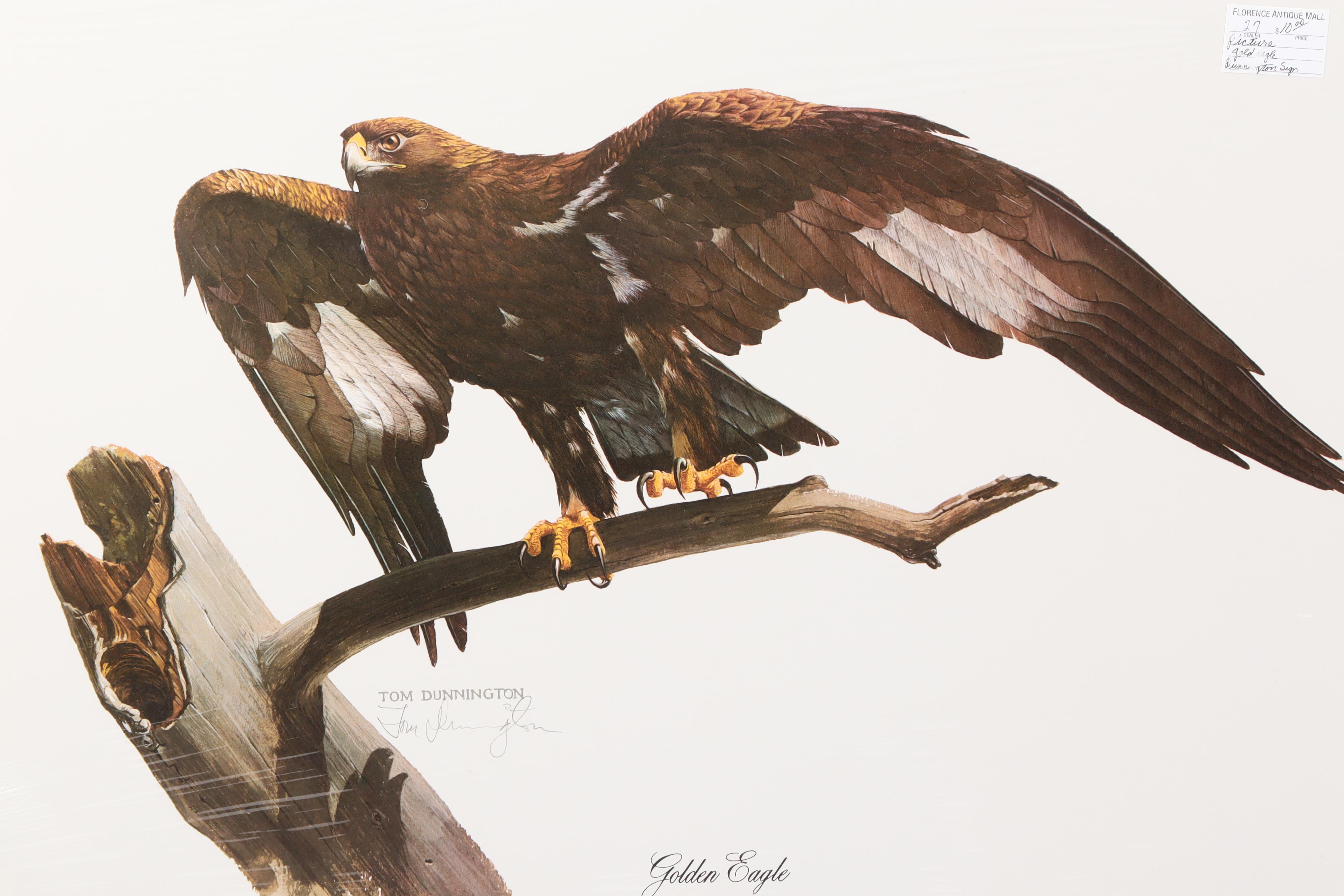Tom Dunnington Offset Lithographs "Masked Bobwhite" and "Golden Eagle"