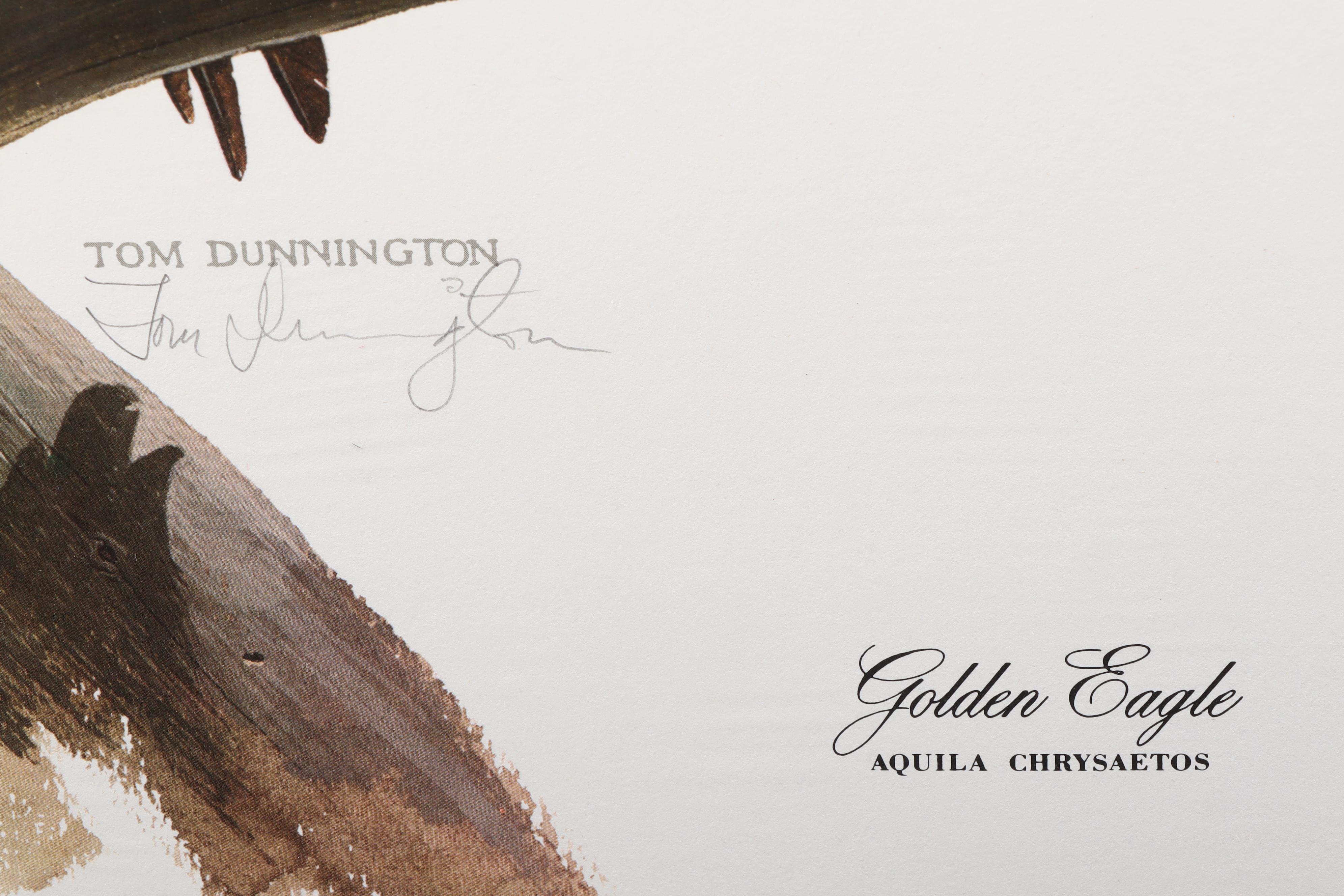 Tom Dunnington Offset Lithographs "Masked Bobwhite" and "Golden Eagle"
