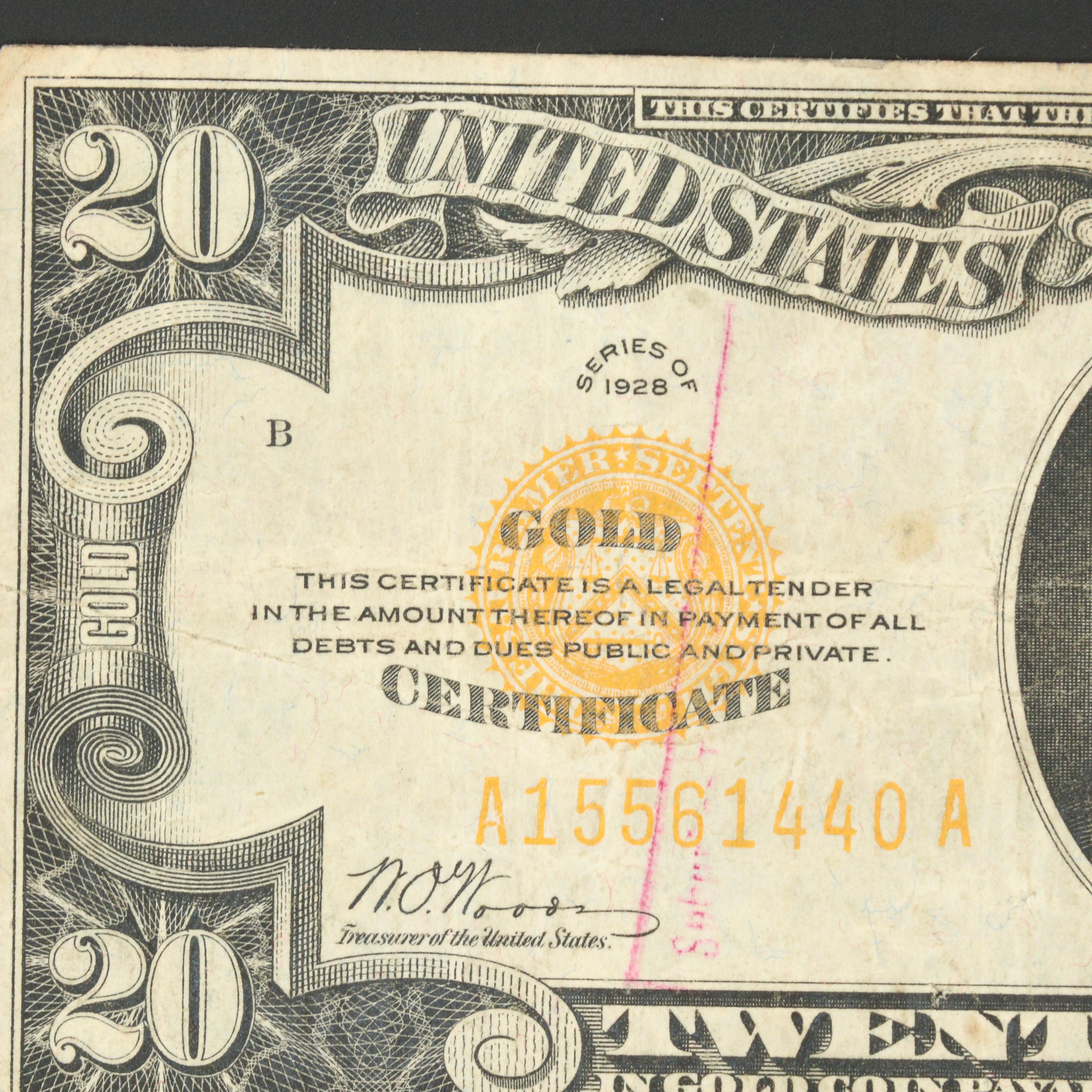 Series of 1928 Twenty Dollar Gold Certificate