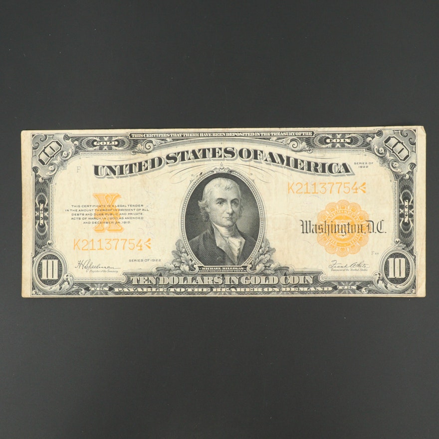 Series of 1922 Ten Dollar  United States Gold Certificate